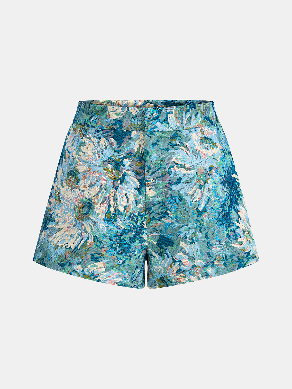 Floral Jacquard Mid-Waist Shorts Elegant Summer Style for Women