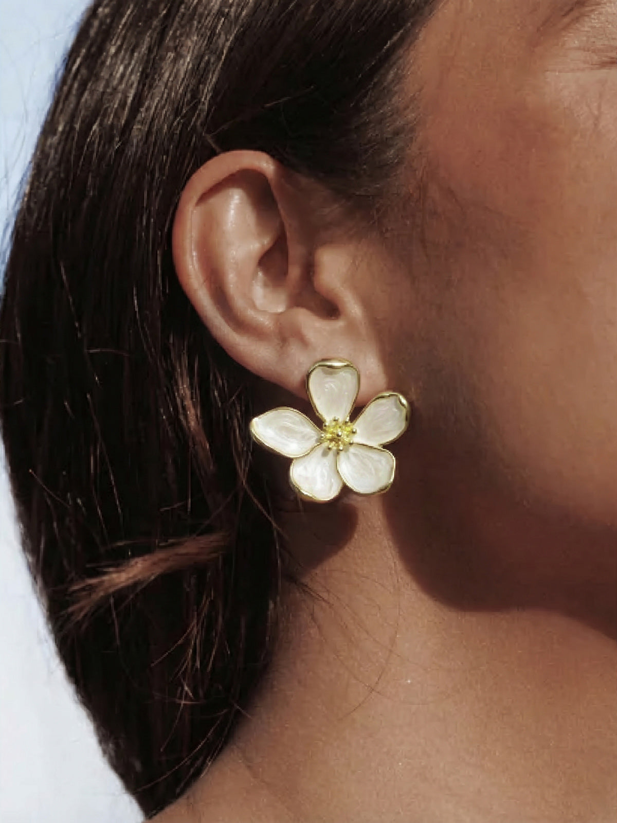 Large Flower Stud Earrings, Elegant Floral Statement Jewelry Design for Women