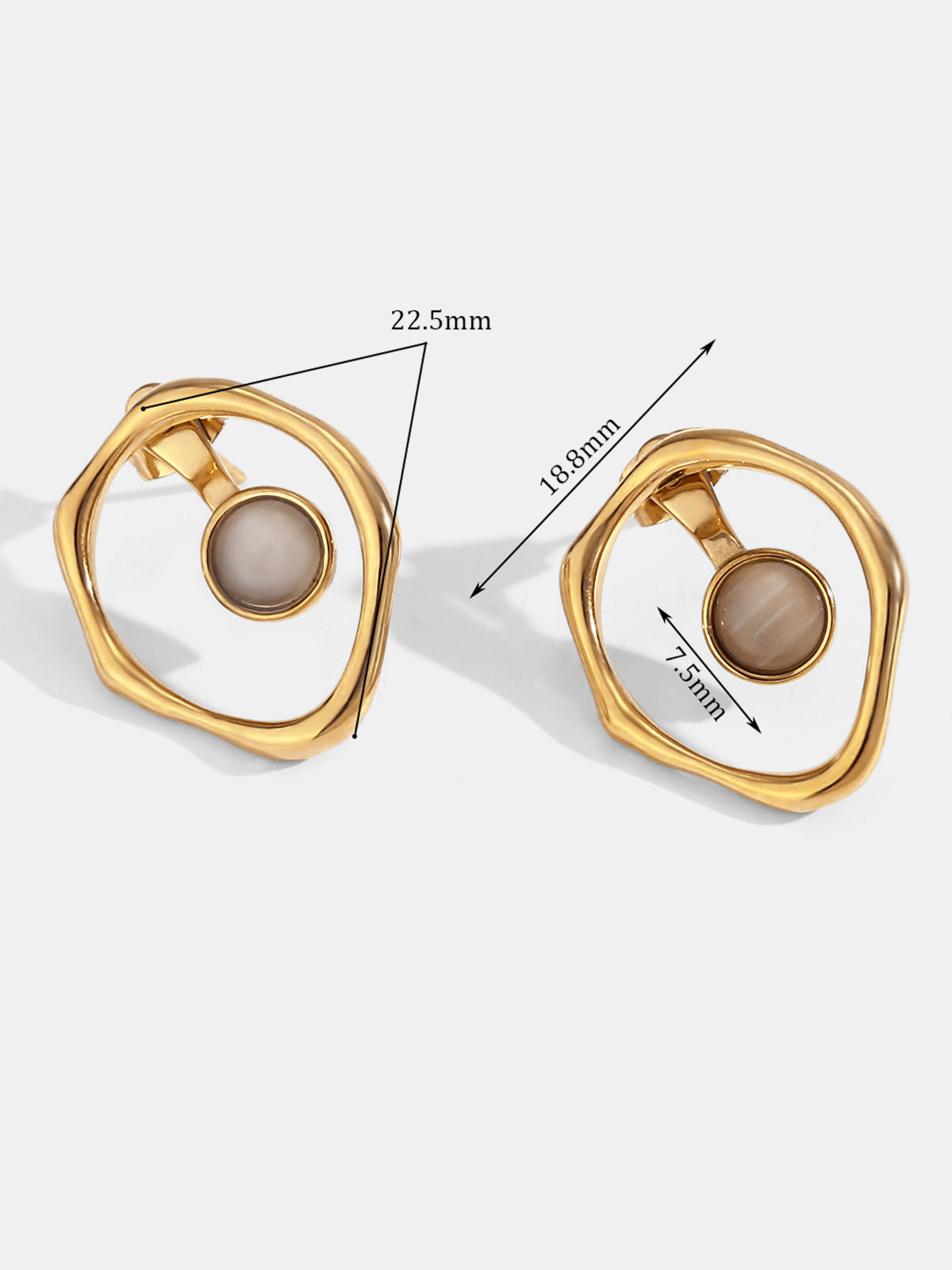 Irregular Hoop Opal Stud Earrings for Women Handcrafted Jewelry