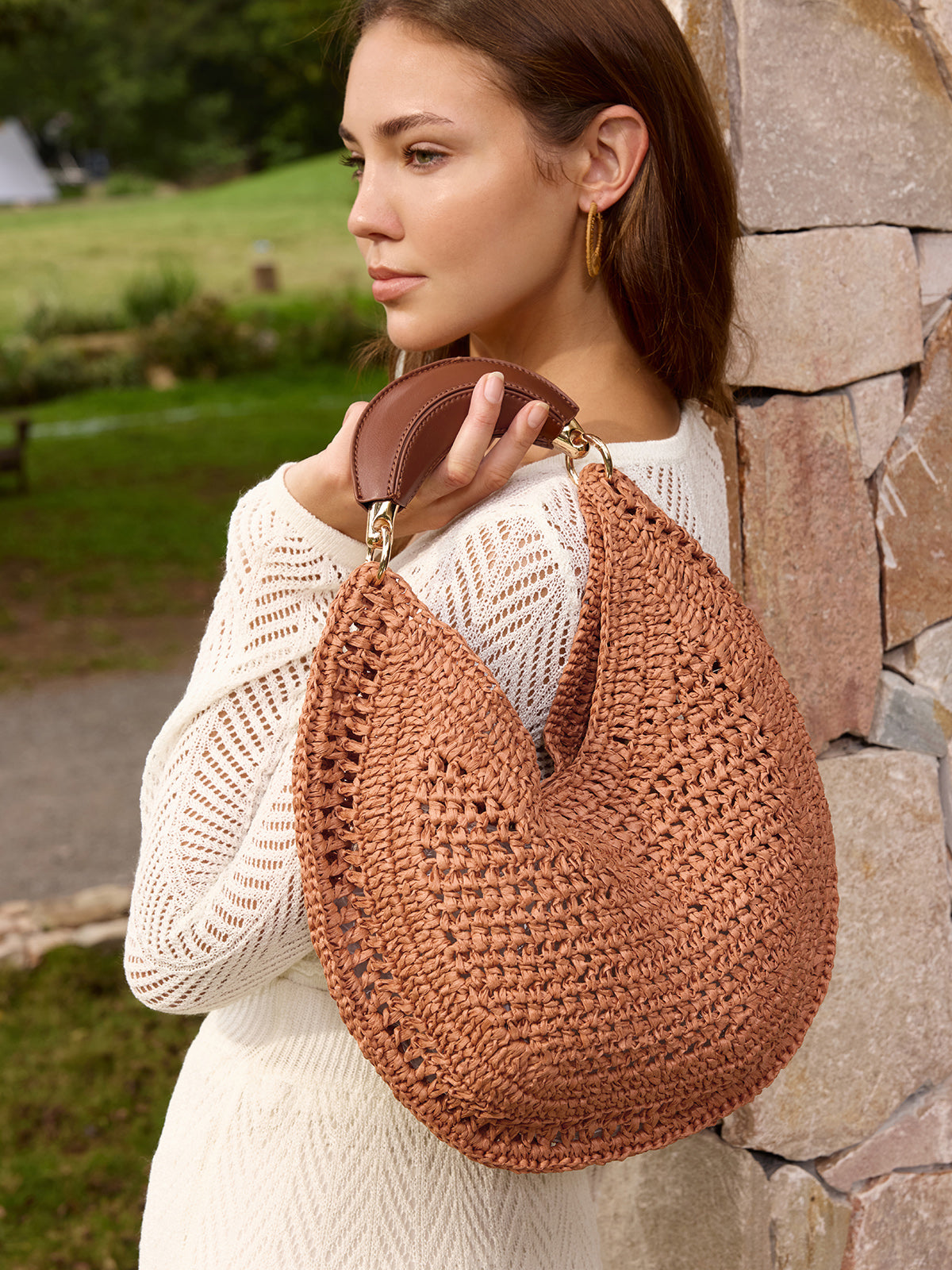 Straw Woven Hobo Shoulder Bag Lightweight Summer Beach Tote
