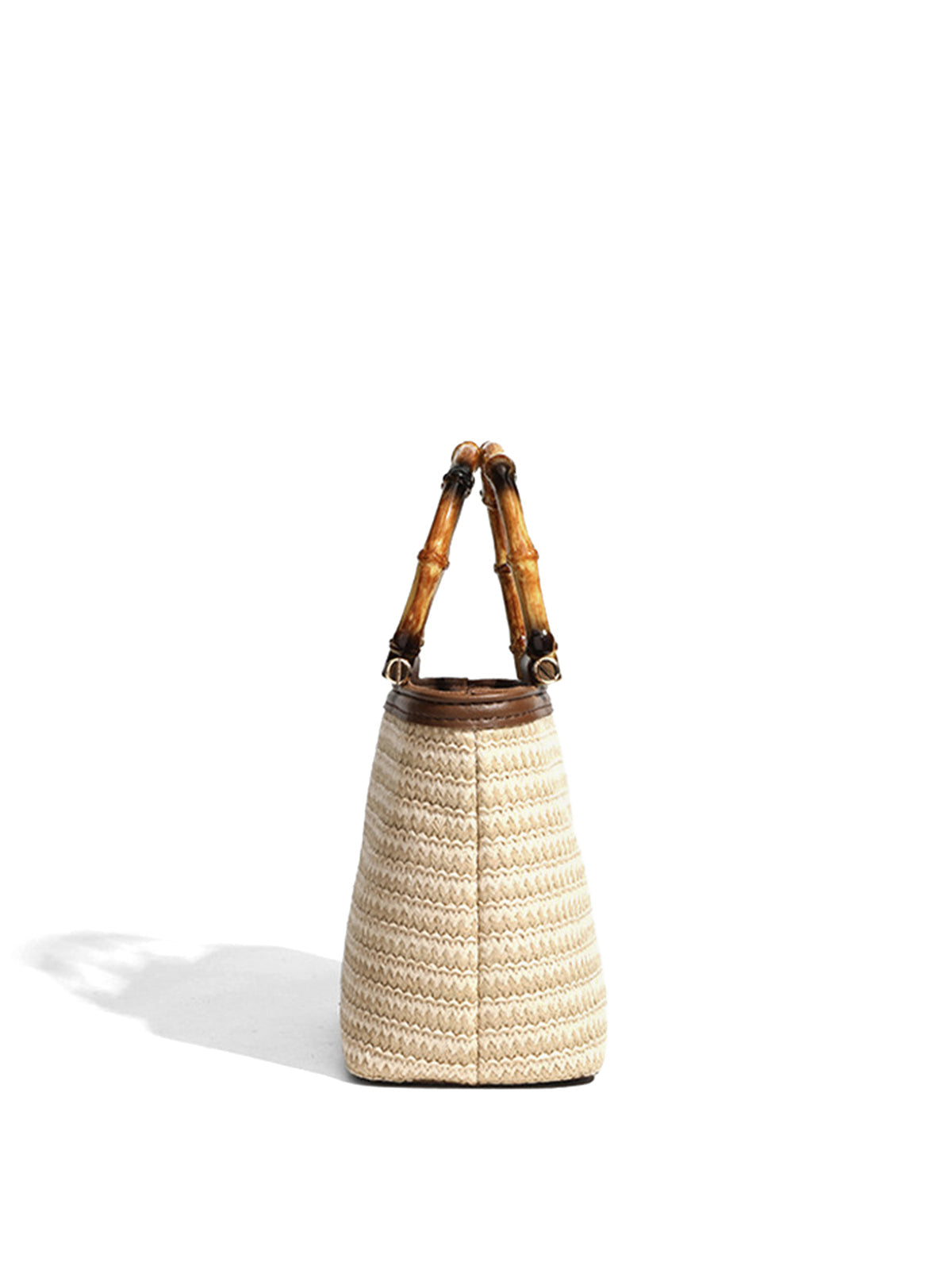 Bamboo Handle Straw Crossbody Handbag Lightweight Summer Beach Tote