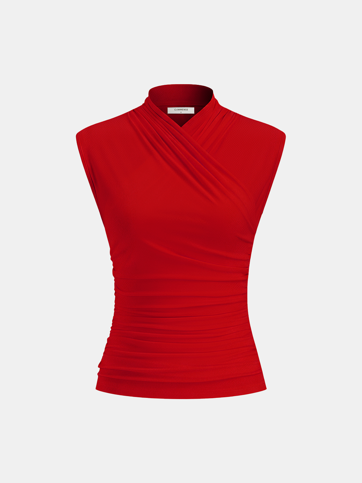 Cross Neck Ruched Fitted Tank Top for Women, Summer Casual Wear