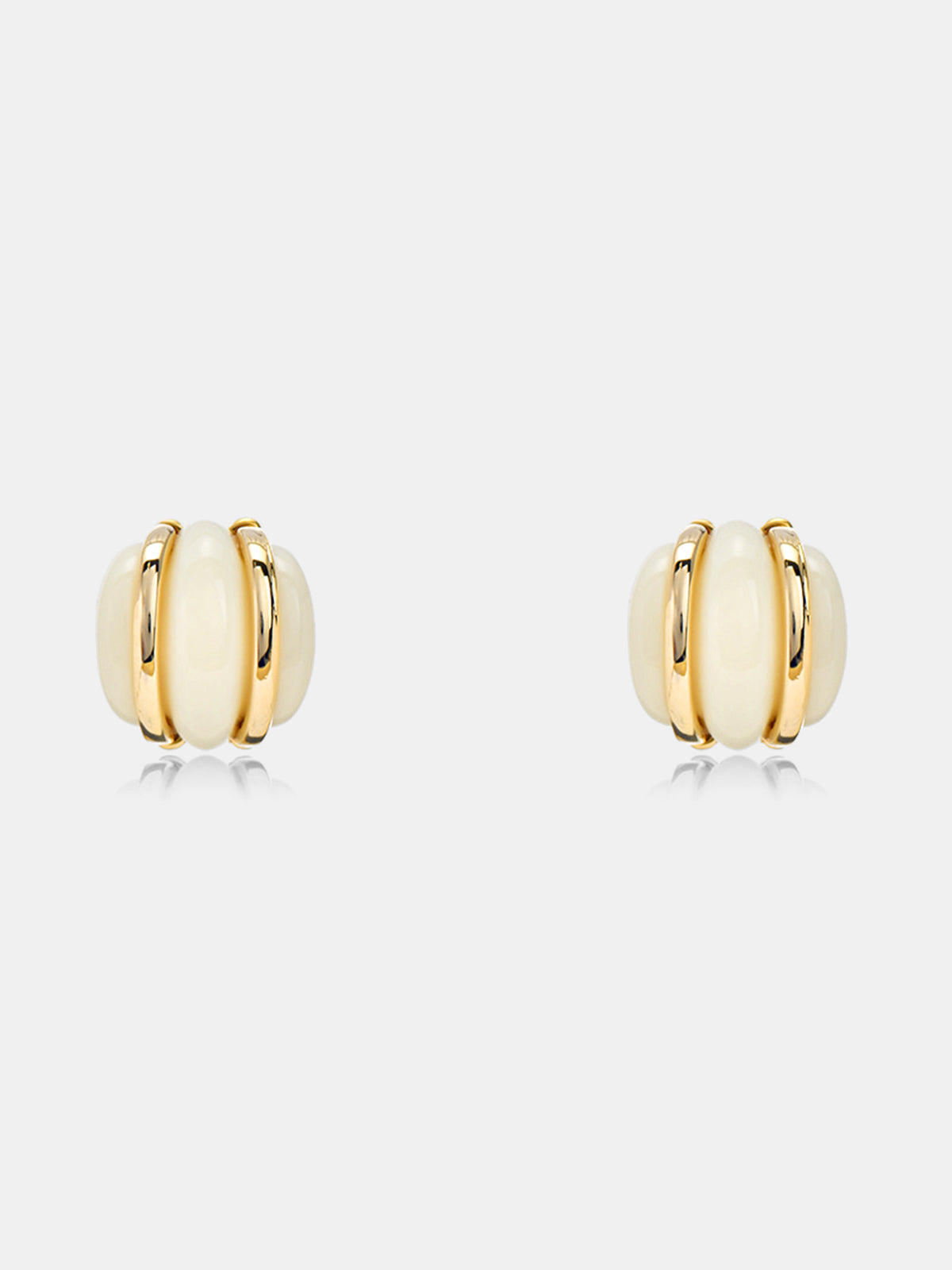 Chunky Ribbed Round Stud Earrings Classic Statement Jewelry