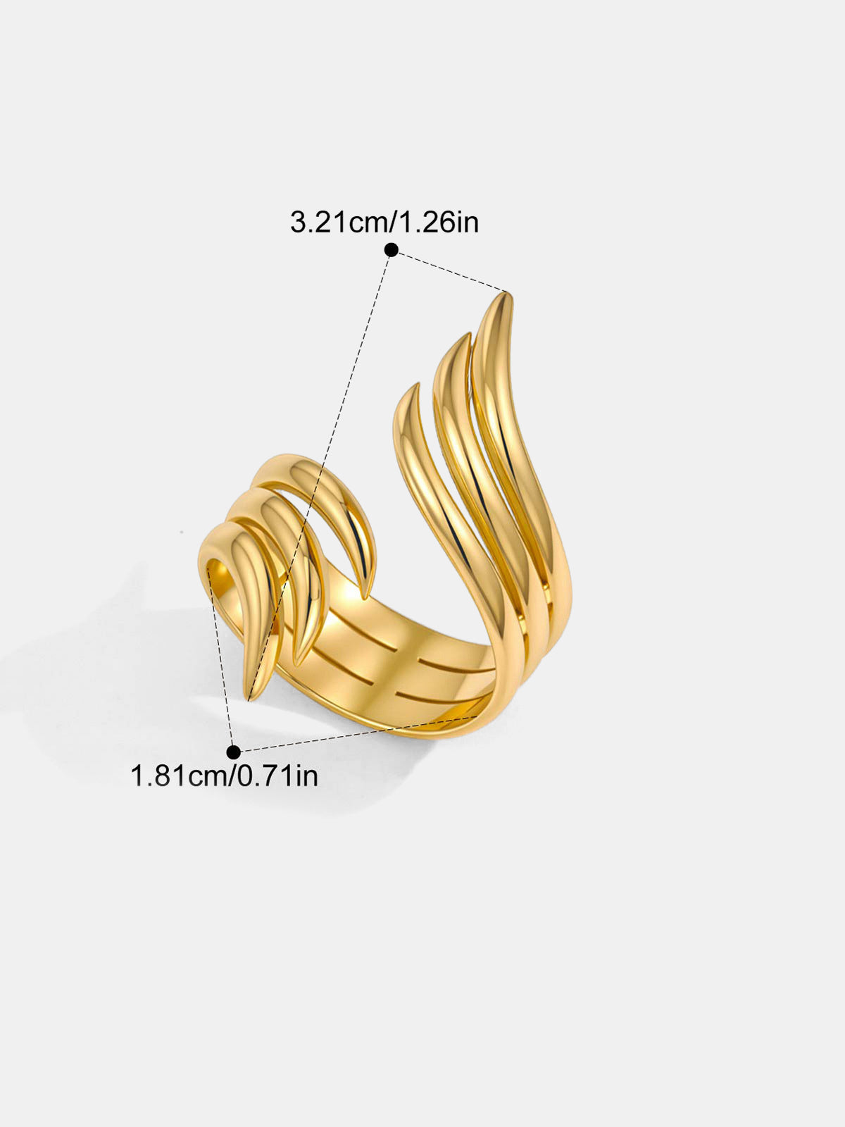 Wing-Shaped Open Statement Ring Adjustable Silver Jewelry
