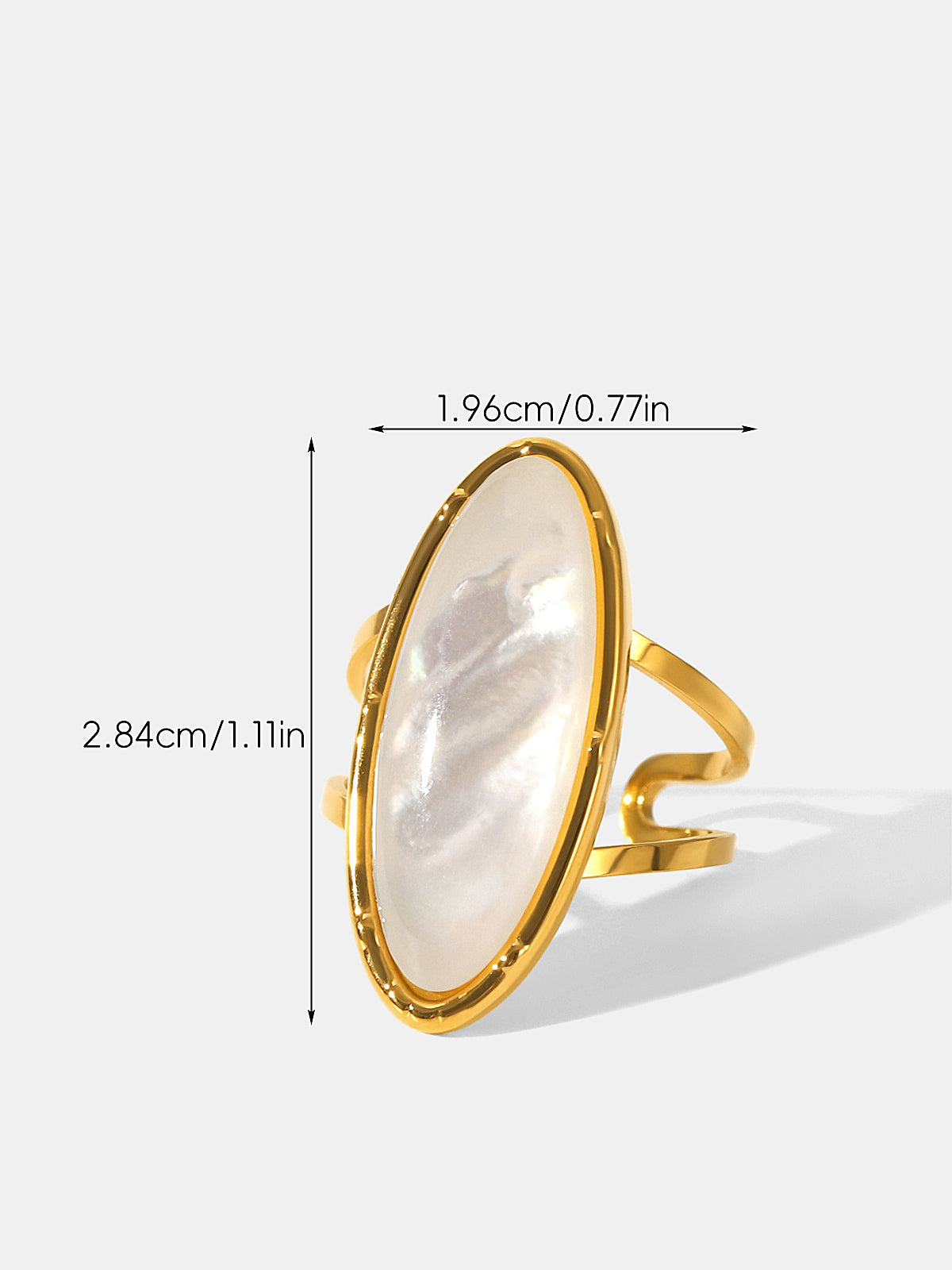 Oval Mother Of Pearl Statement Ring Handcrafted Unique Jewelry