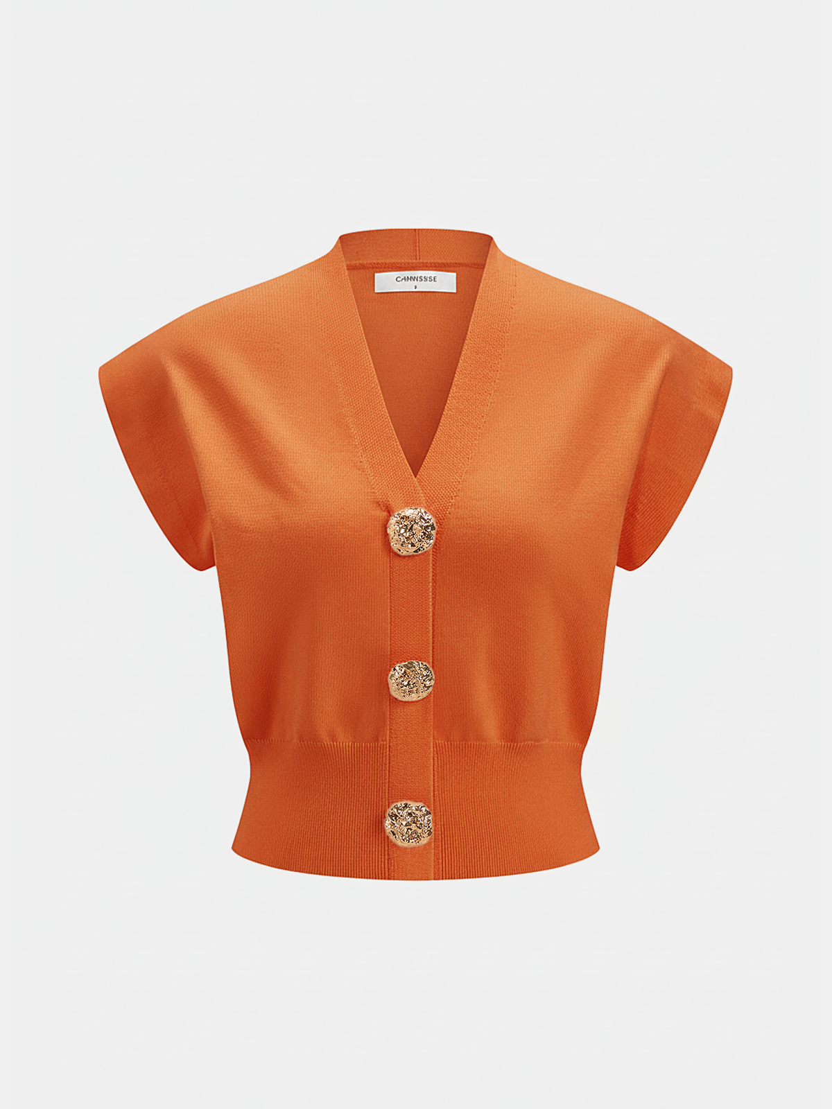 V-Neck Cap Sleeve Knit Top Casual Lightweight Summer Wear