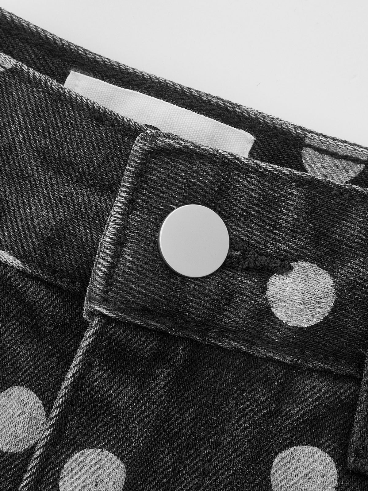 Polka Dot Denim Cargo Curved-Leg Pants - Stylish Comfort Fit for Casual Wear