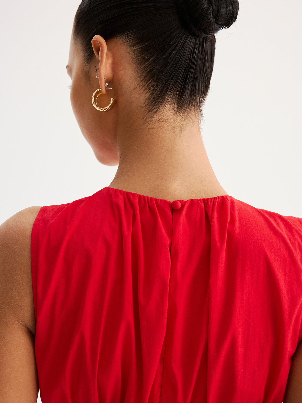 Tie-Back Cut-Out Waist Maxi Dress with Side Slit Detailing