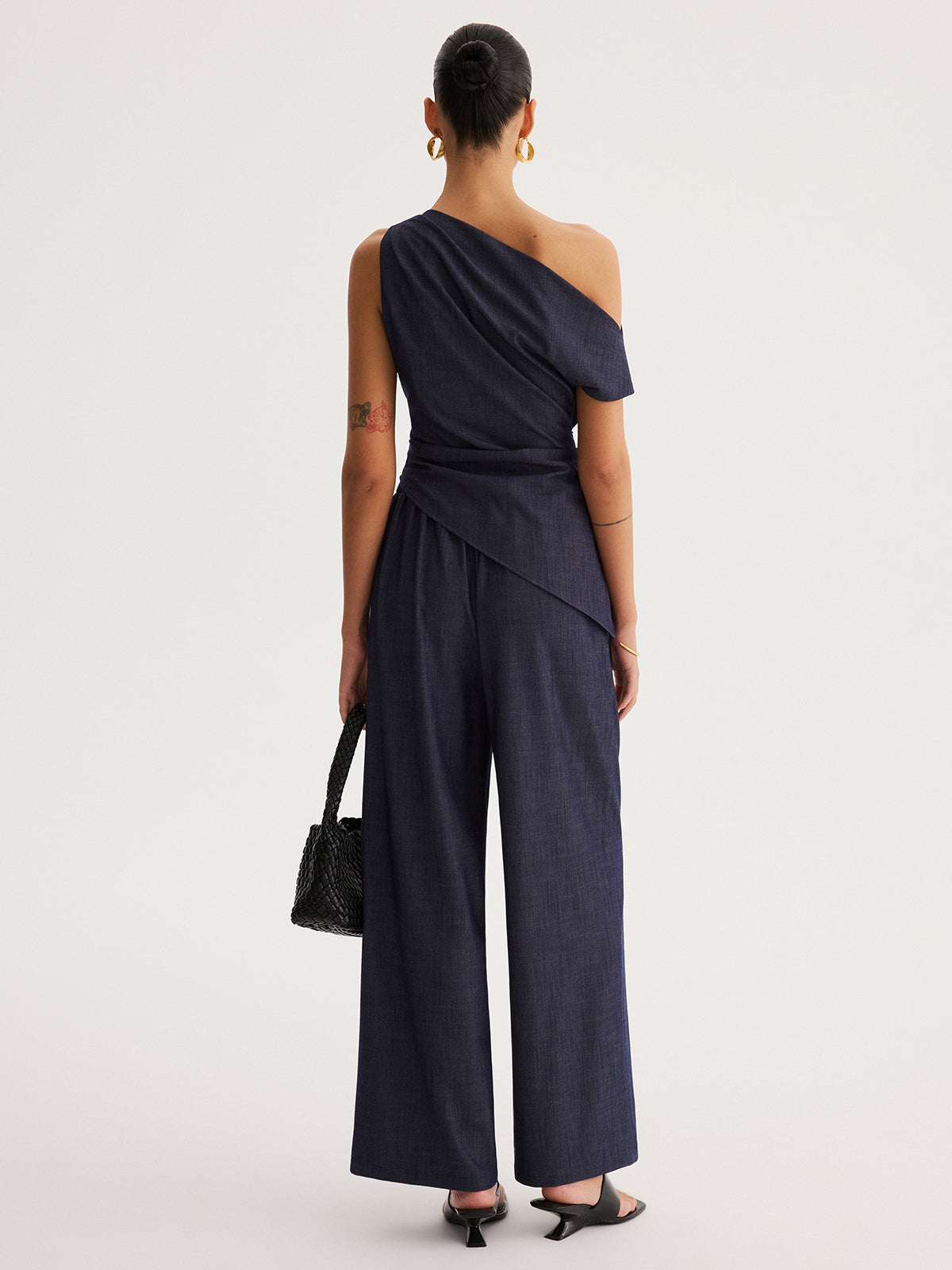 Asymmetrical Off-Shoulder Top & Wide-Leg Pants Set Fashion Trend