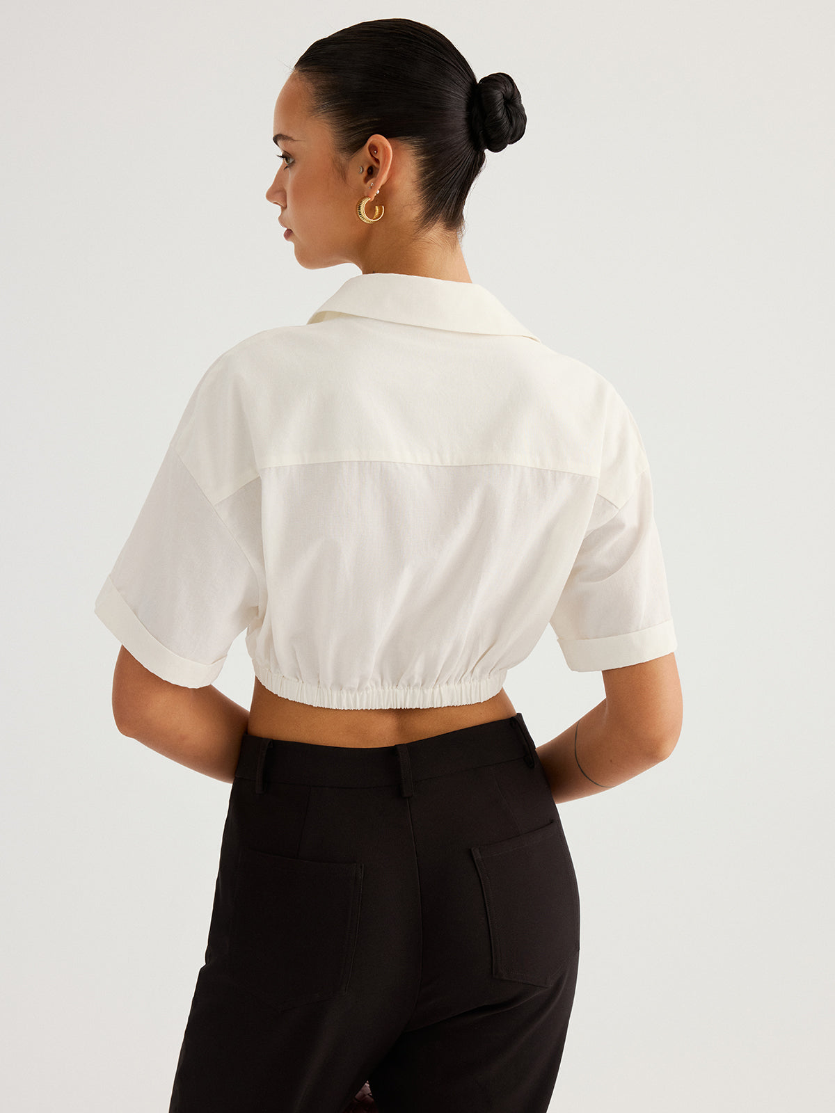 Twisted Cropped Short Sleeve Shirt Trendy Summer Casual Wear