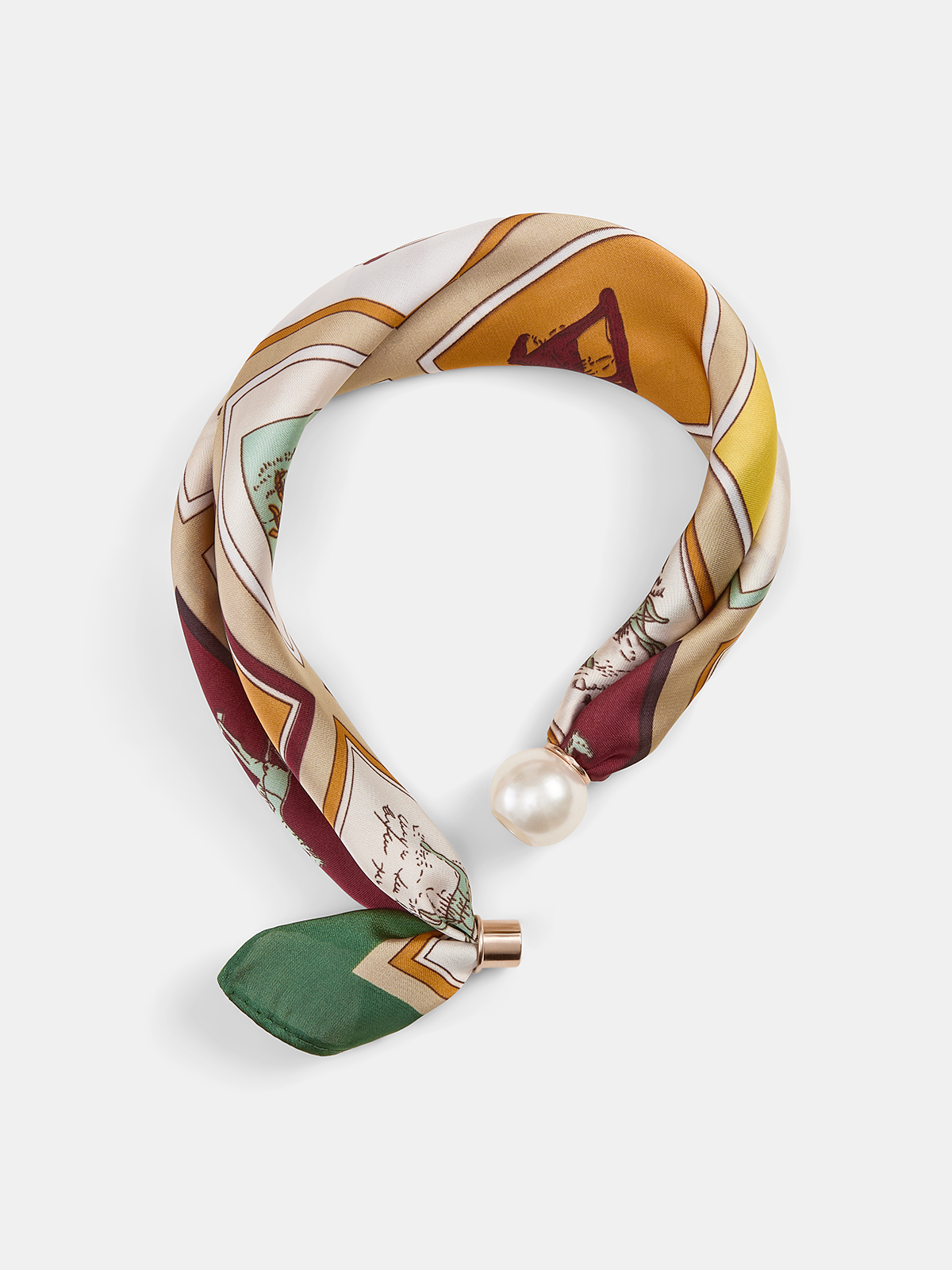 Pearl Accent Lightweight Floral Pattern Printed Scarf for All Seasons