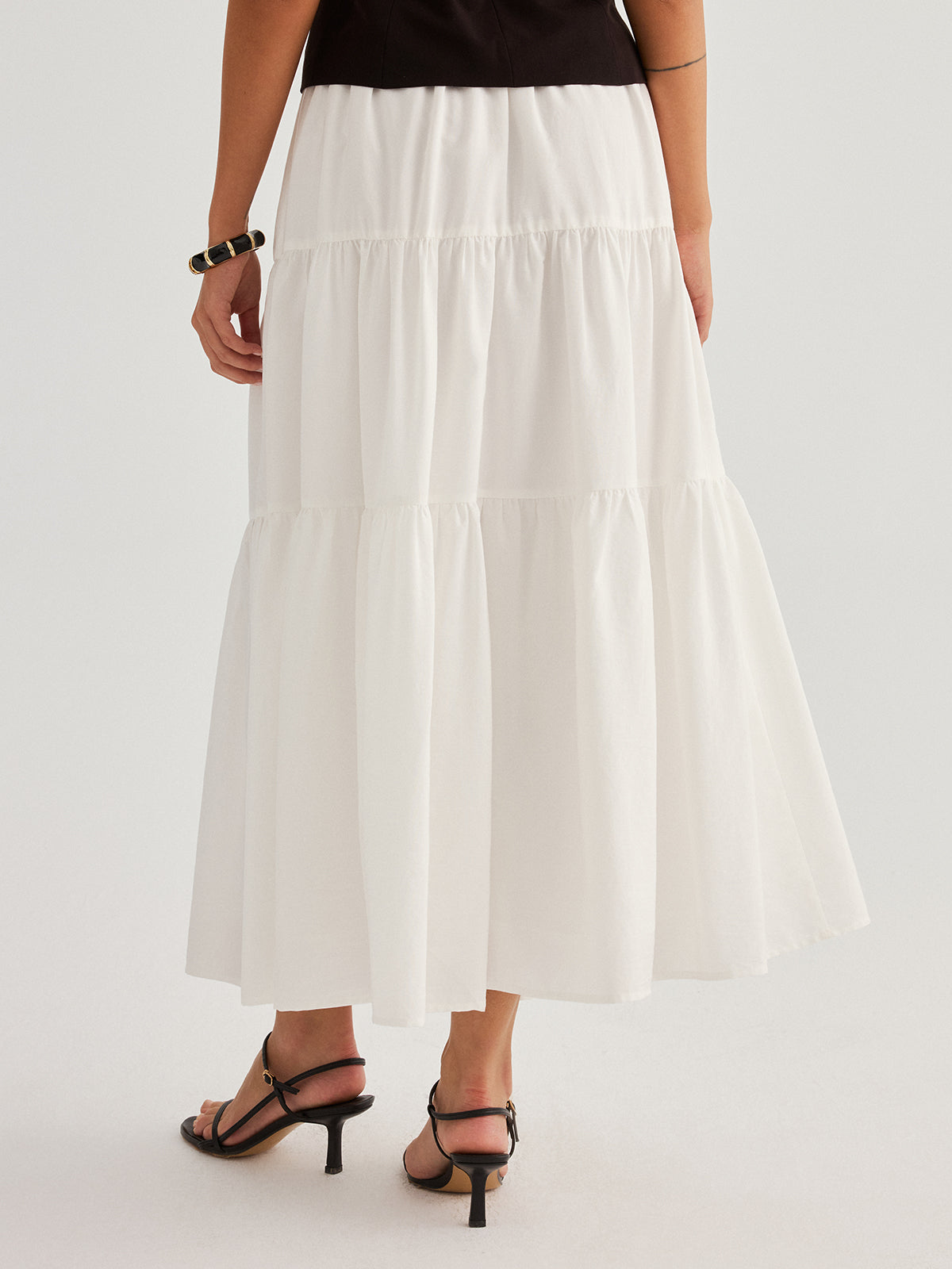 Tencel Blend Tiered Maxi Skirt for Women Lightweight Comfortable
