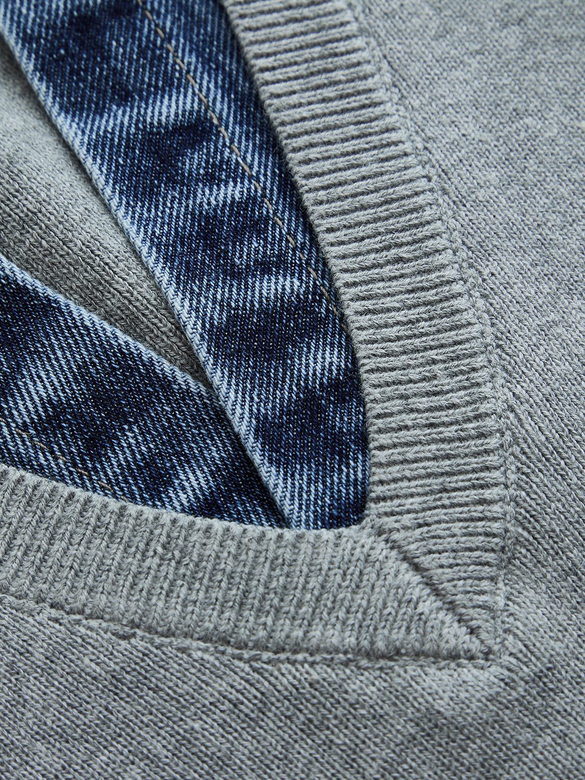 Denim Collar Sleeveless Knit Vest Casual Layering Essential