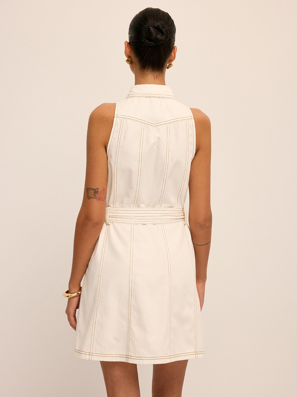 Sleeveless Belted Denim Shirt Dress for Women with Casual Style