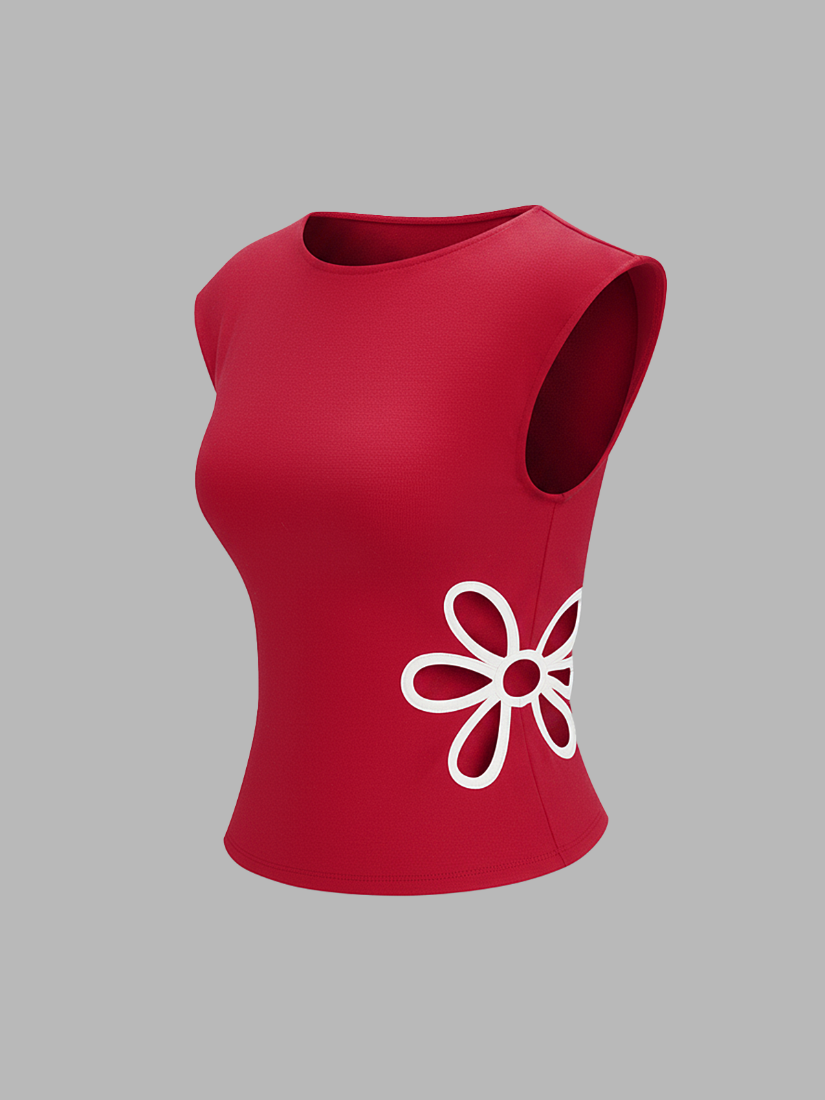Flower Cutout Sleeveless Fitted Top Women's Summer Fashion