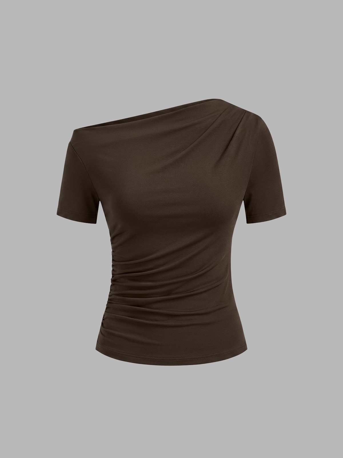 Ruched Off Shoulder Slim Short Sleeve Top for Women Casual Wear