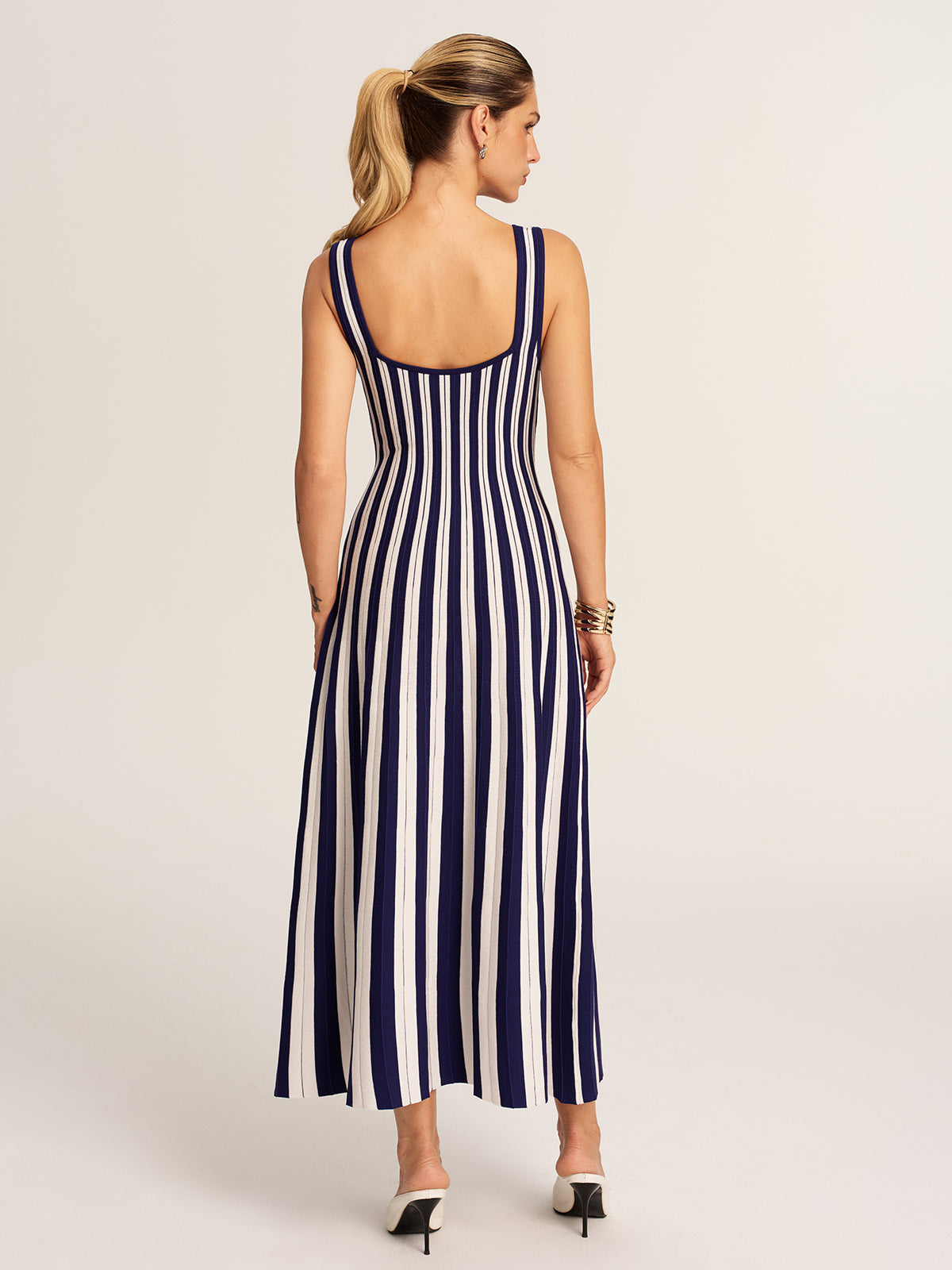 Striped Sleeveless Knit Tank Dress for Women Summer Casual