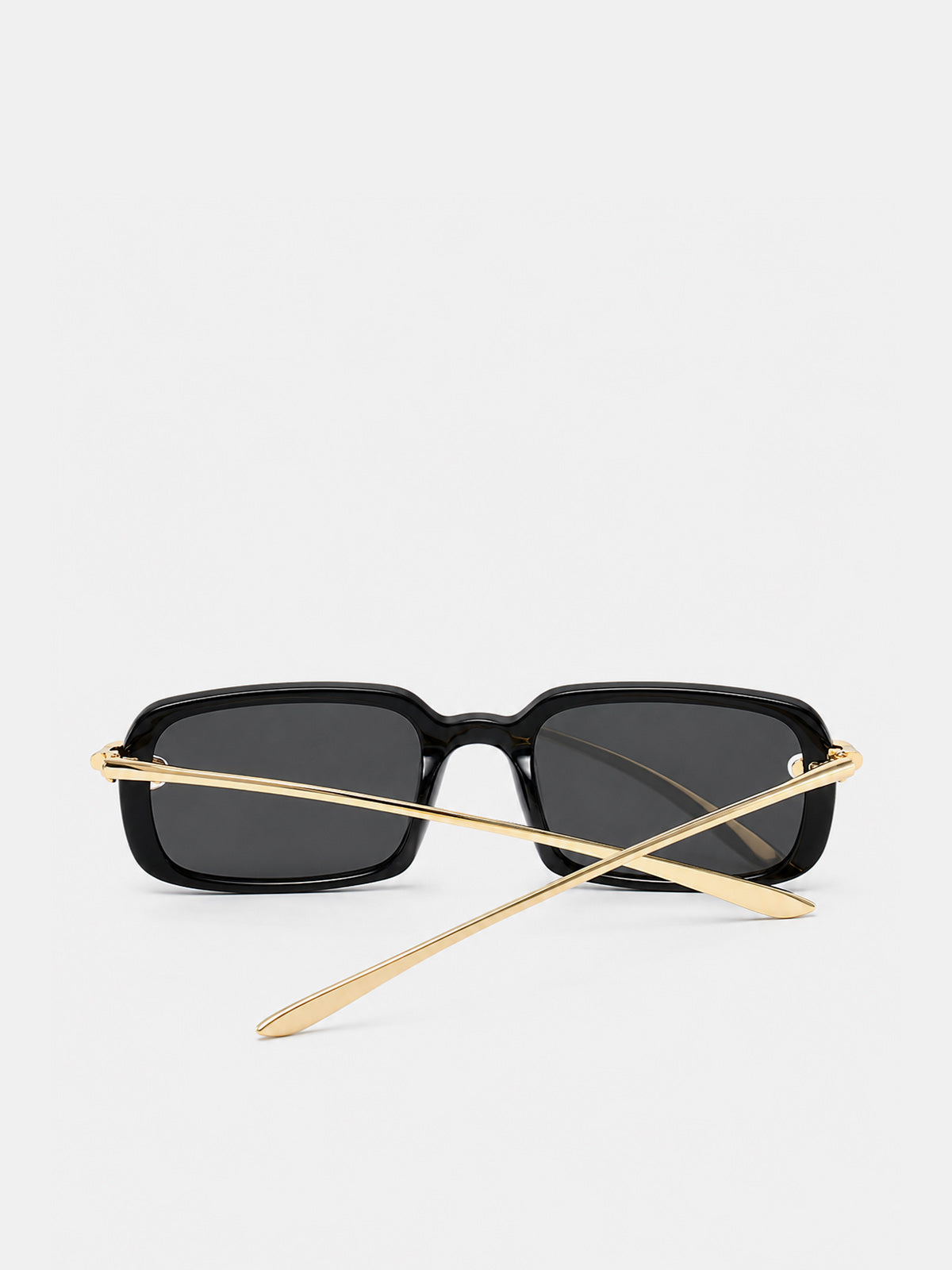 Metal Twist Detail Rectangular Frame Sunglasses with UV Protection