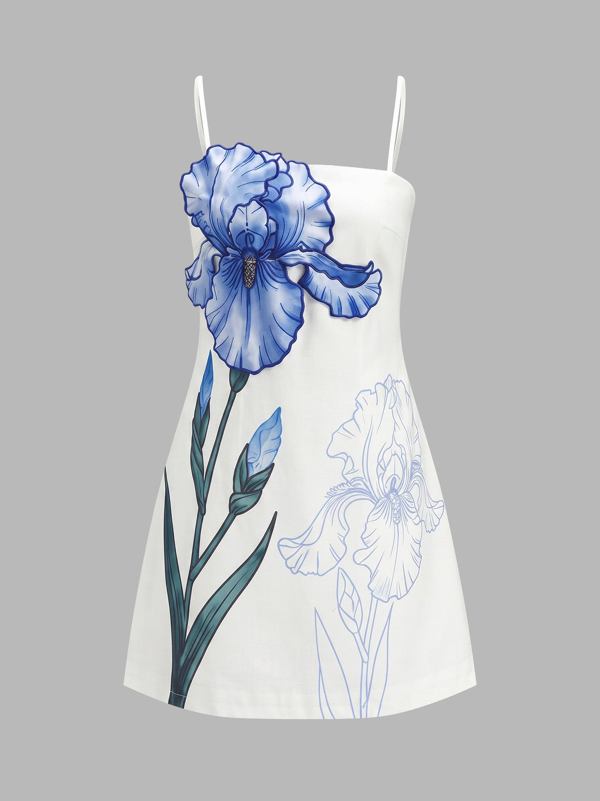 3D Iris Appliqué Cami Mini Dress for Women Spring Collection