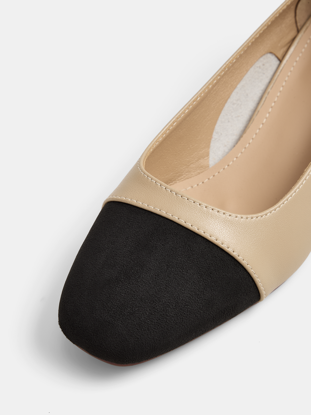 Block Heel Color Block Leather Shoes, Durable Trendy Office Footwear for Women