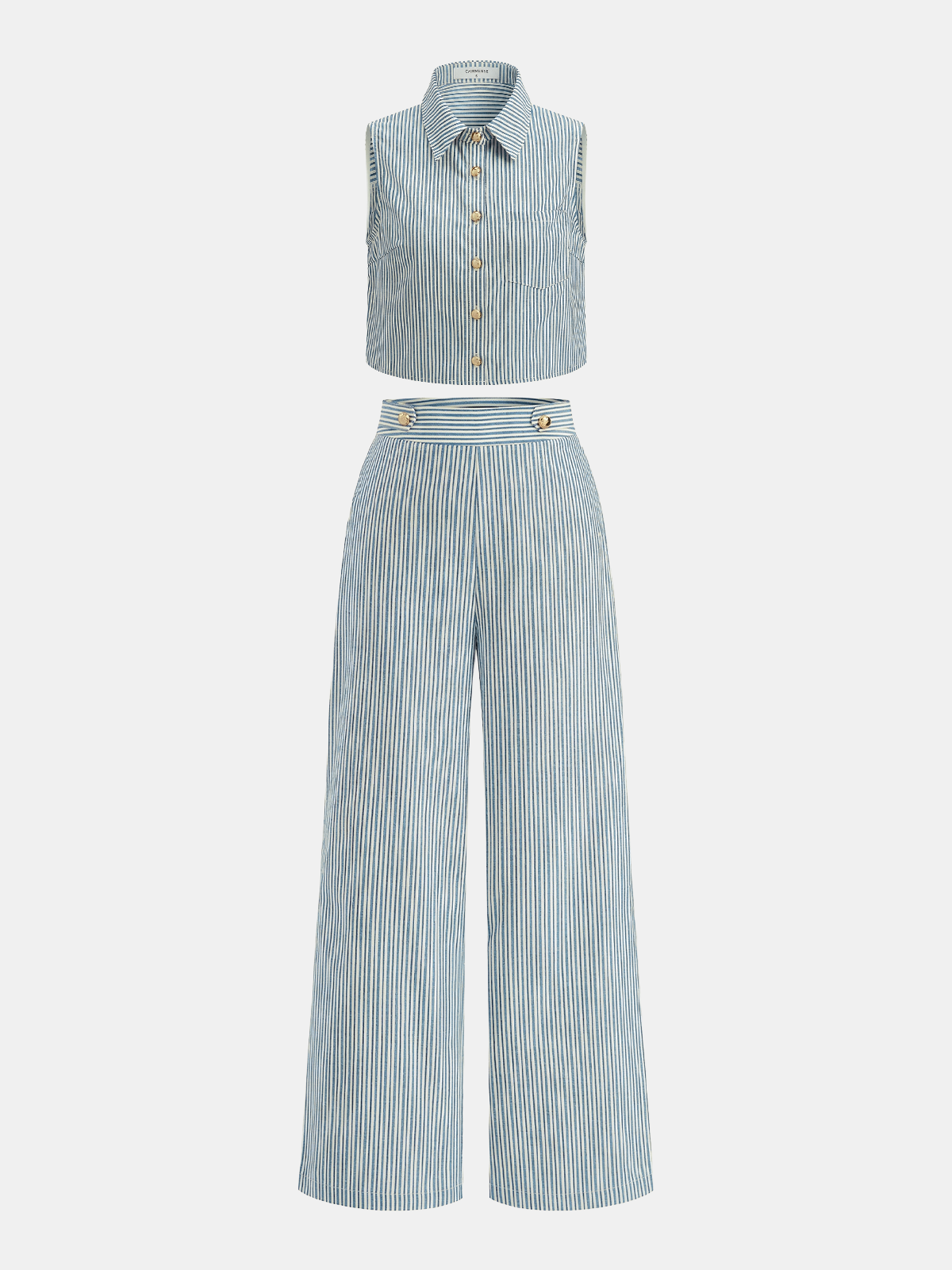 Striped Sleeveless Top & Pants Set for Casual Summer Wear