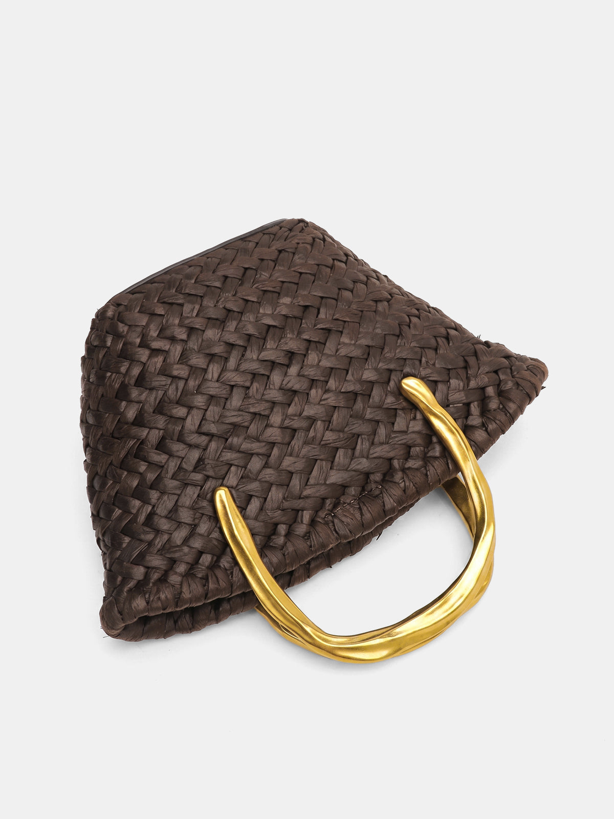 Woven Metal Handle Crossbody Handbag Durable Chic Everyday Style