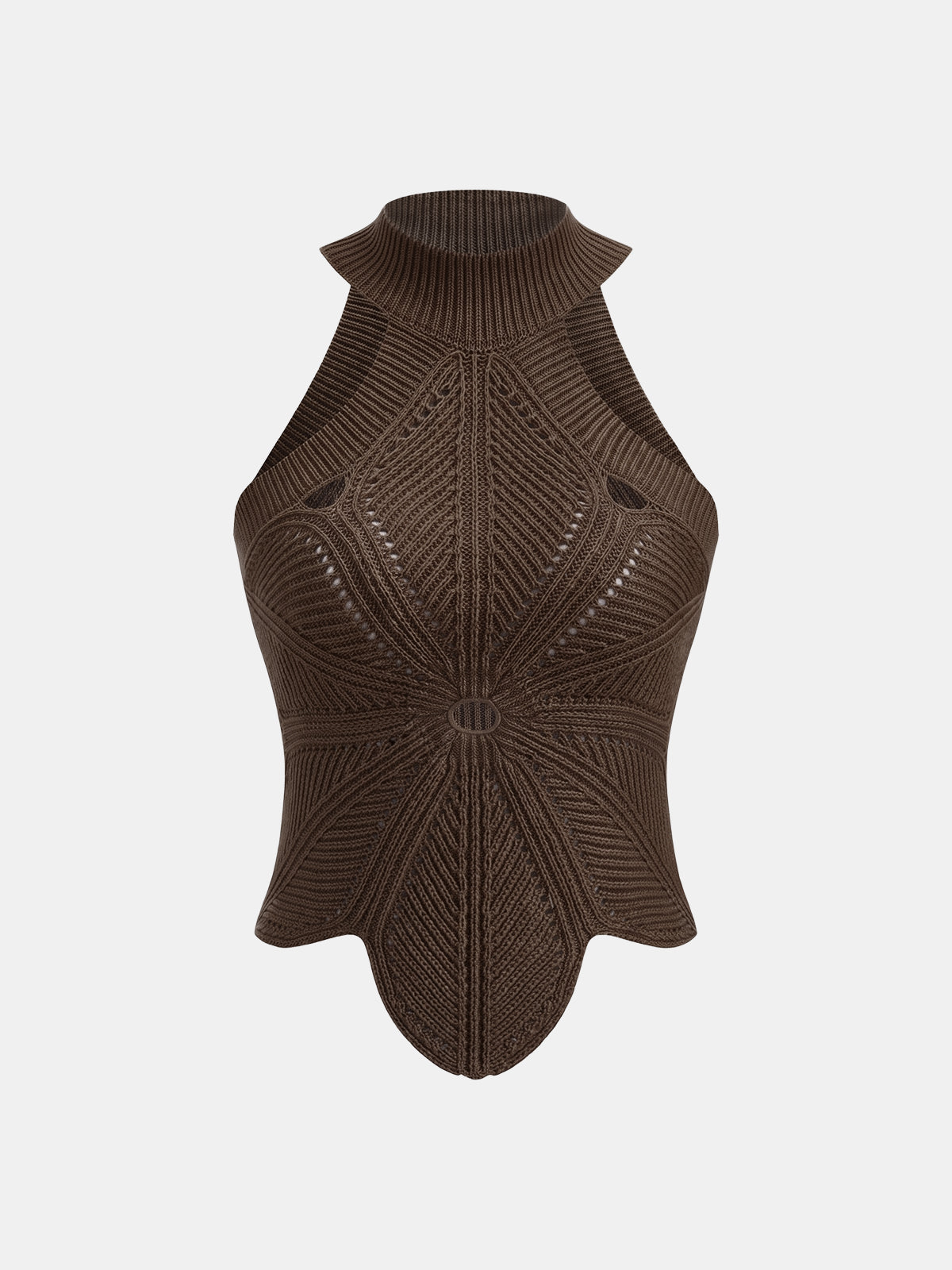 Sleeveless Hollow Out Knit Halter Top Summer Casual Fashion
