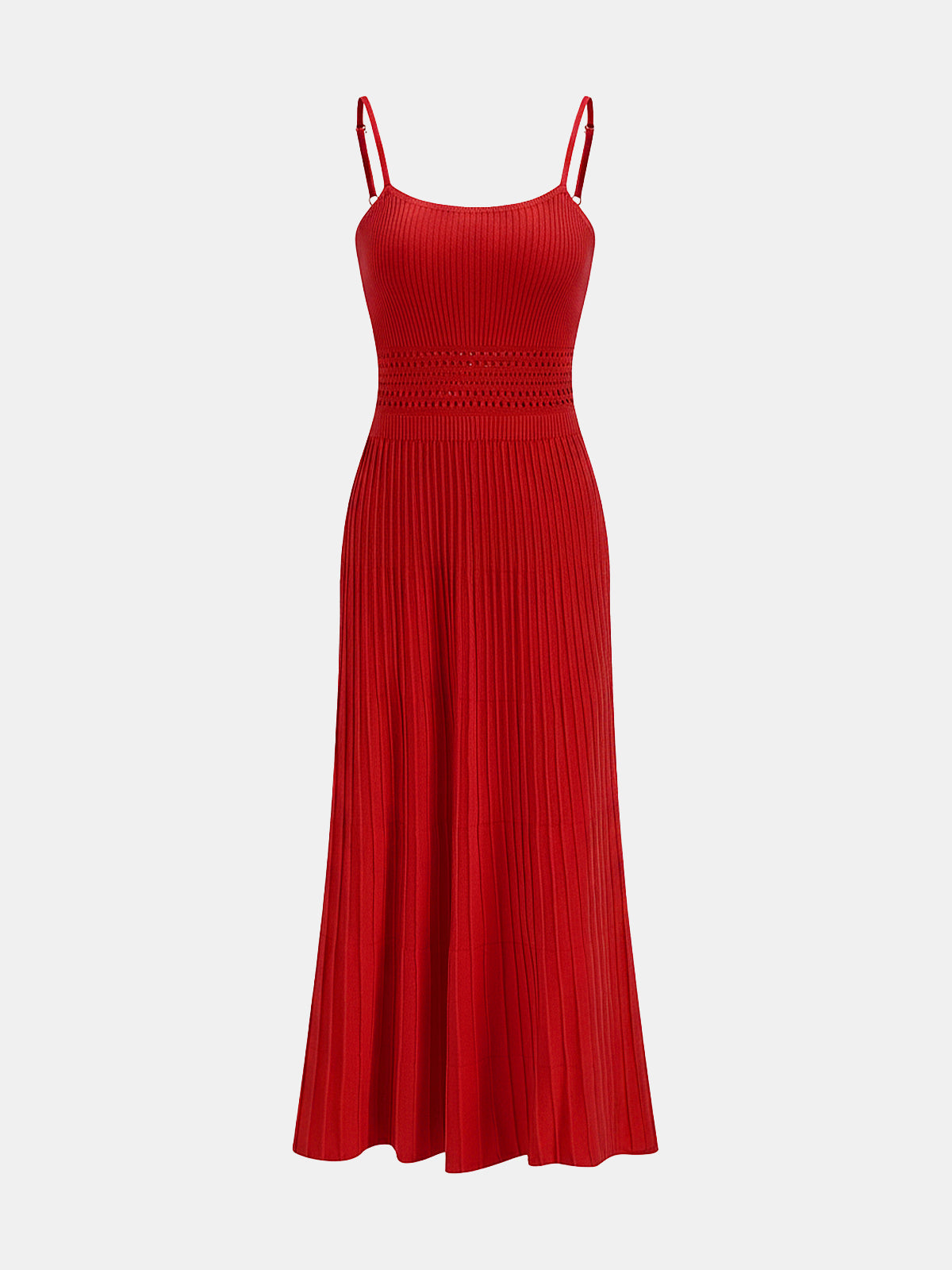 Openwork Ribbed Knit Cami Maxi Dress for Women Summer Casual