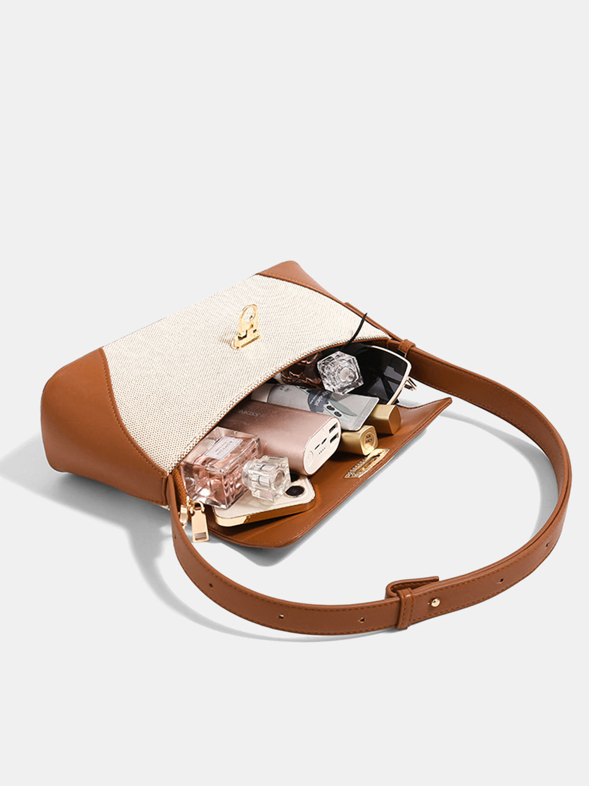 Vintage Lock Clasp Baguette Shoulder Bag Timeless Elegant Leather Design