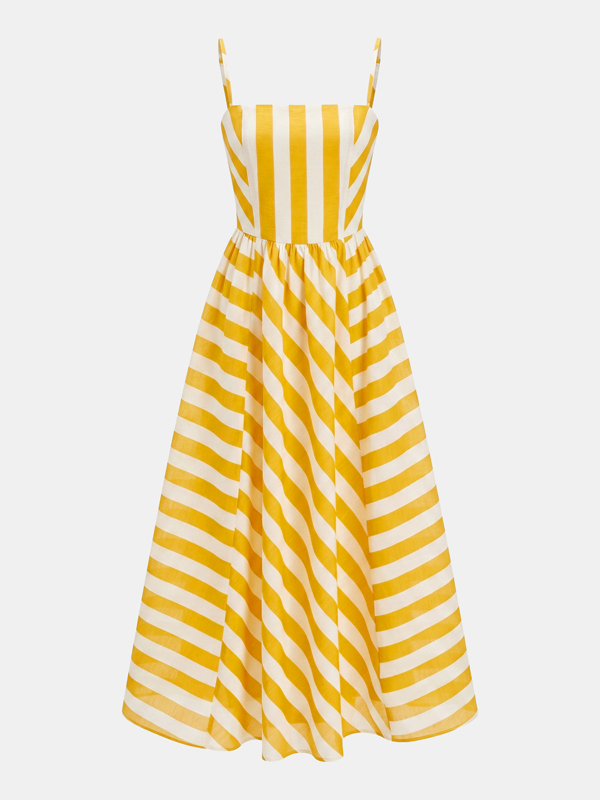 Striped Cami Maxi Dress with Adjustable Straps and Side Slit