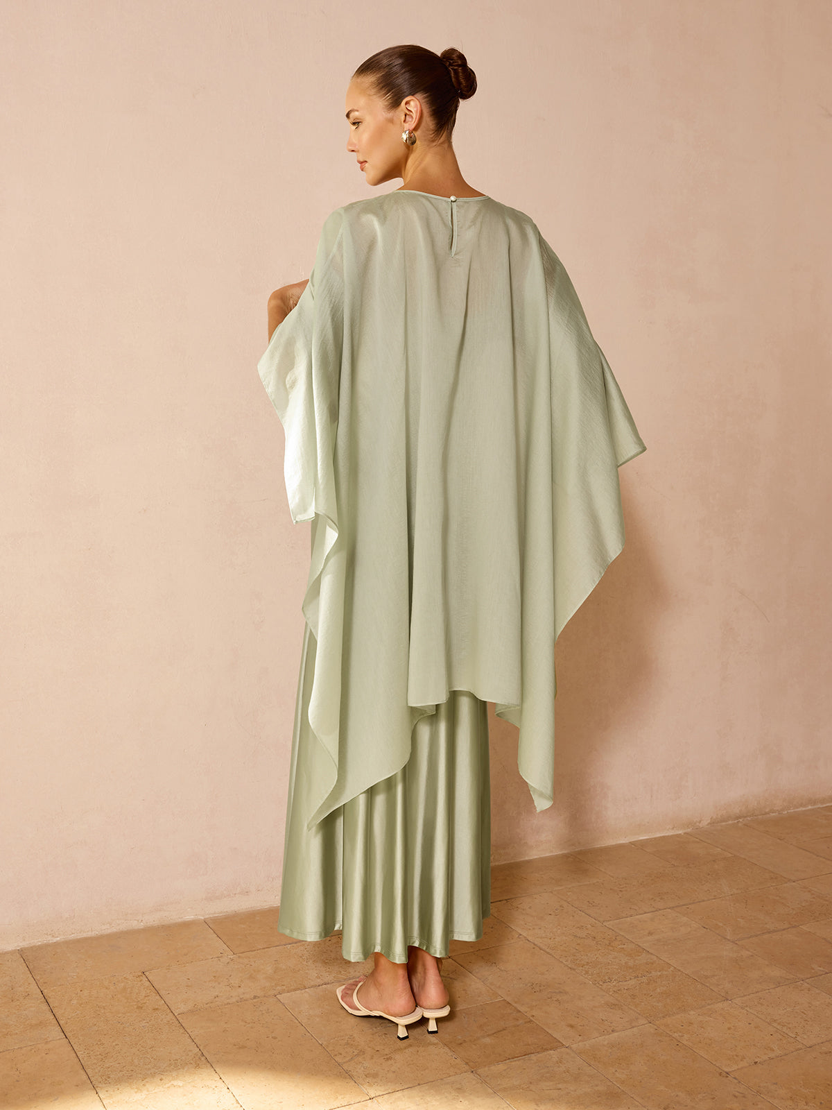 Sheer Capelet & Cami Dress Two-Piece Set for Evening Gatherings