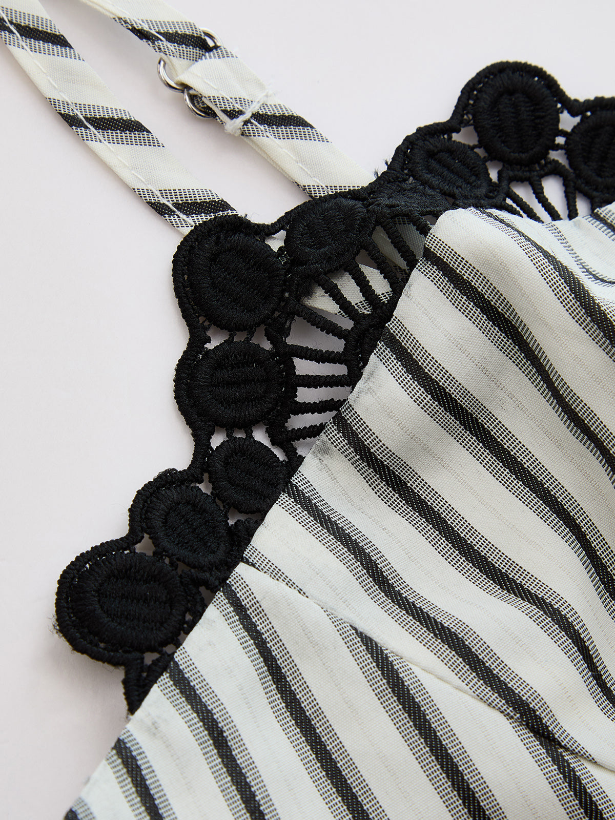 Lace Trim Striped Peplum Top & Pants Set for Women Casual Chic