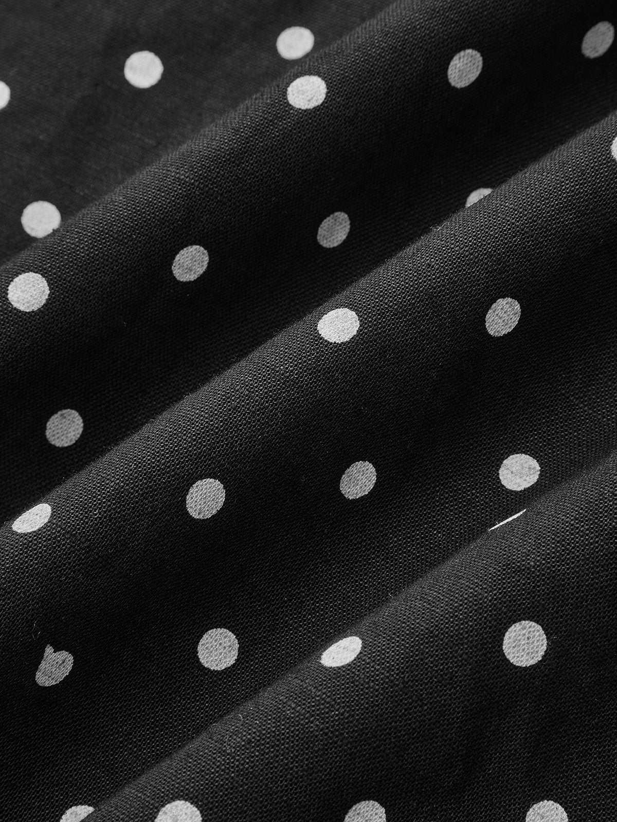 Contrast Bodice Polka Dot Dress with Ruffled Sleeves and Hem