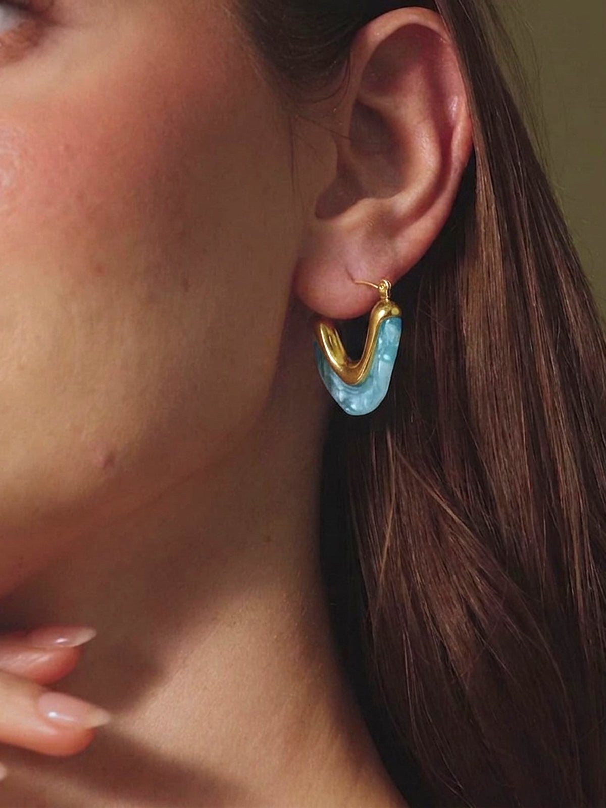 Chunky U Shaped Hoop Earrings Stylish Trendy Everyday Accessory