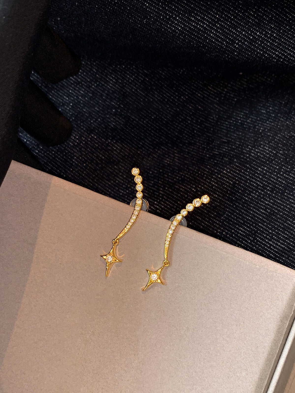 Star Pendant Zircon Ear Climber Earrings Elegant Bridal Jewelry Gift