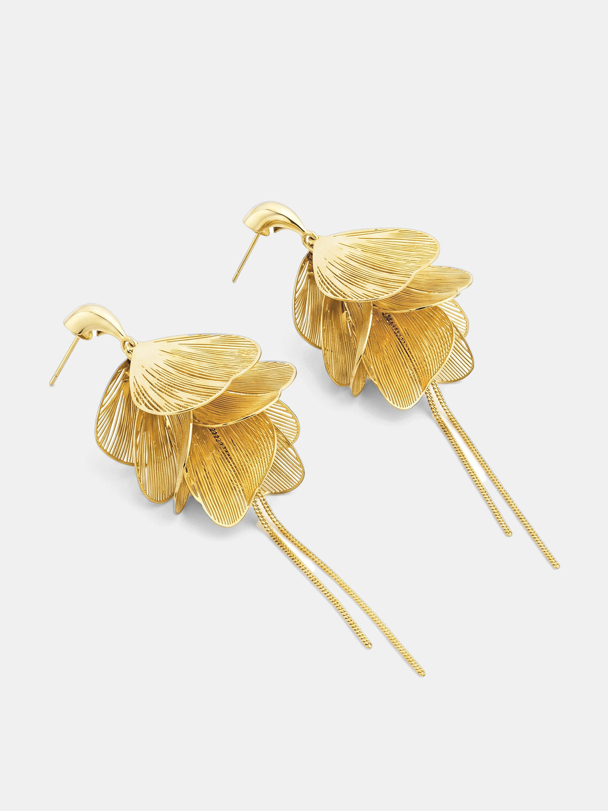 Layered Petal Tassel Drop Earrings, Chic Bohemian Statement Accessories