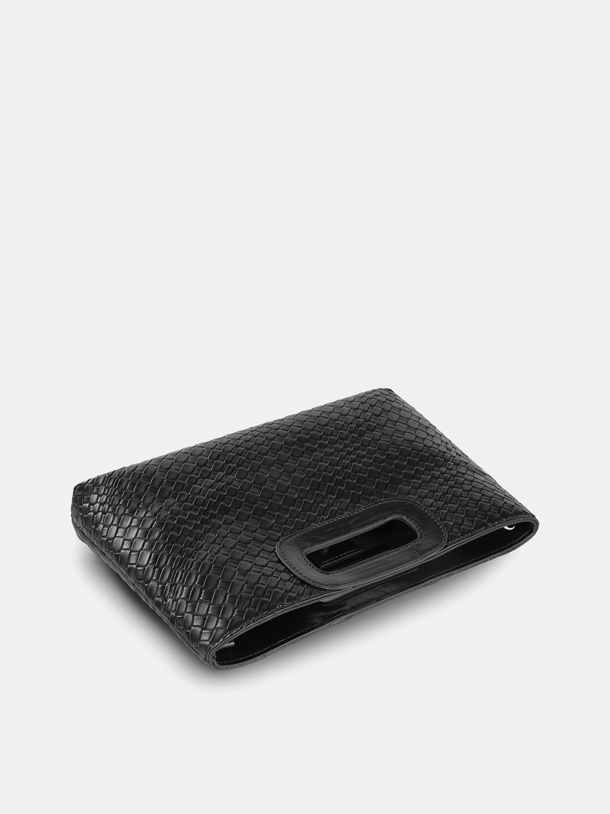 Woven Texture Cutout Handle Clutch Bag for Evening Events