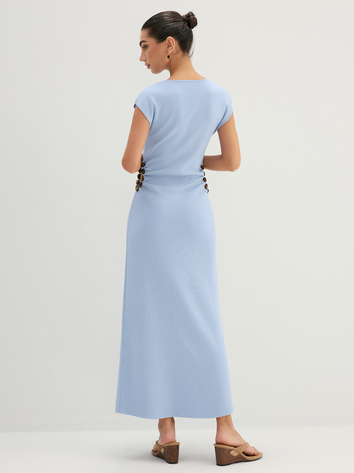 Side Bead Cutout Sleeveless Knit Midi Dress for Women Casual Summer