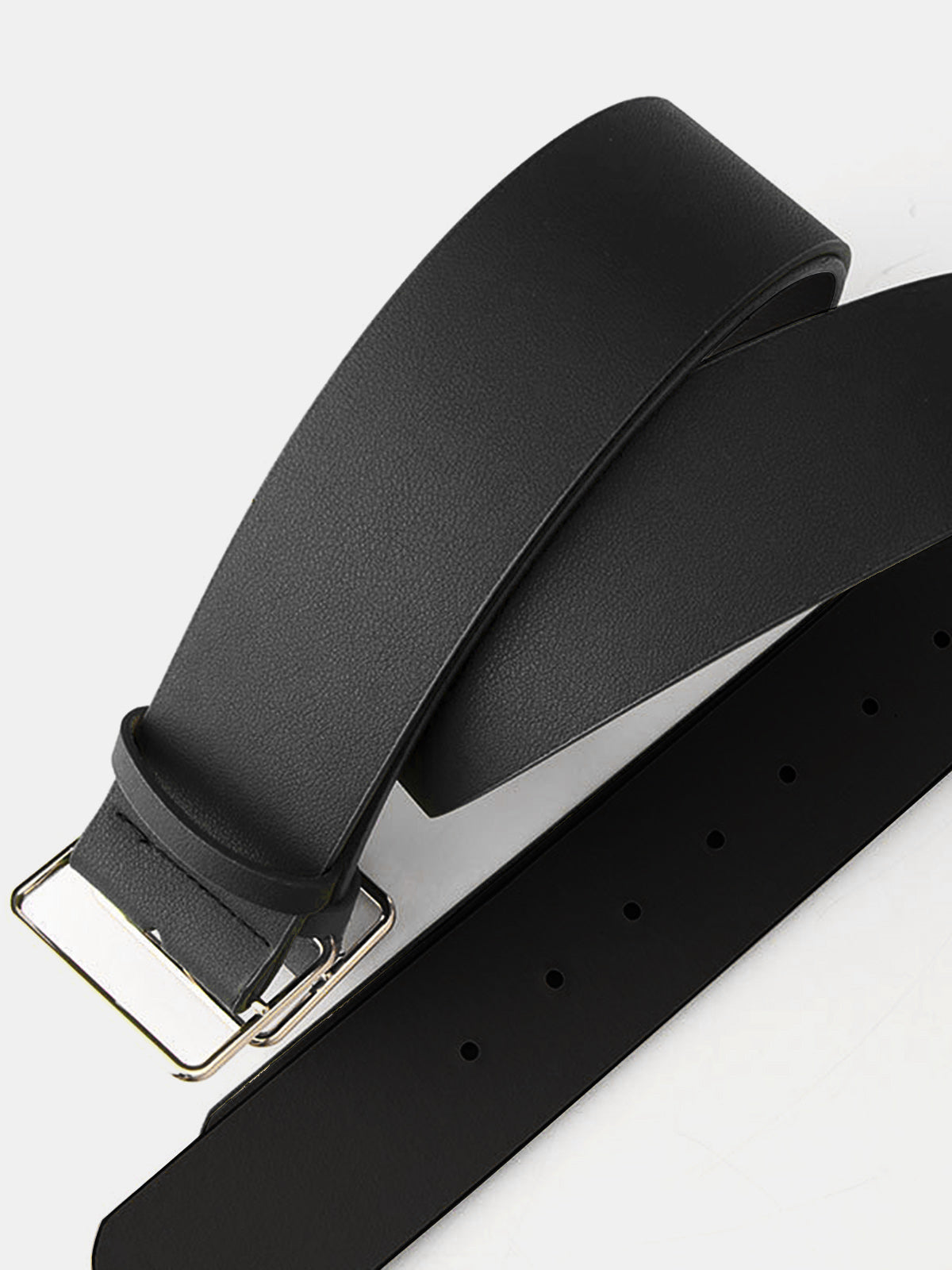 Wide Square Buckle Waist Belt for Women - Adjustable Leather Look