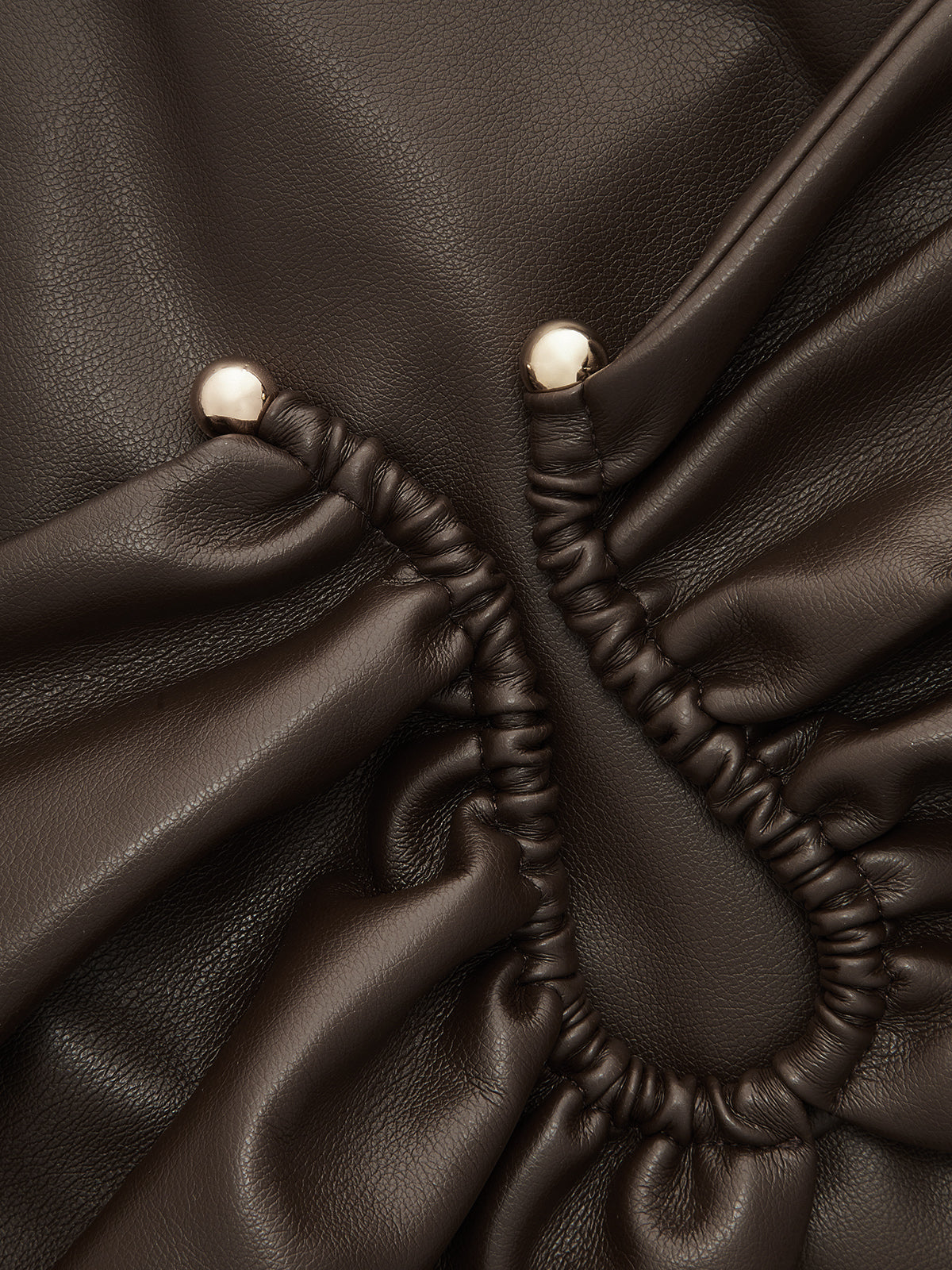 Faux Leather Ruched Waist Top with Elegant Detailing