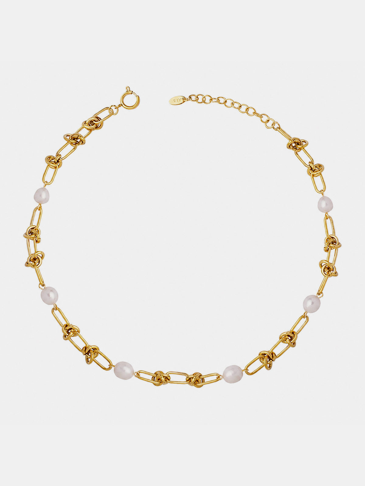 Pearl Knotted Chain Necklace Elegant Handcrafted Bridal Jewelry