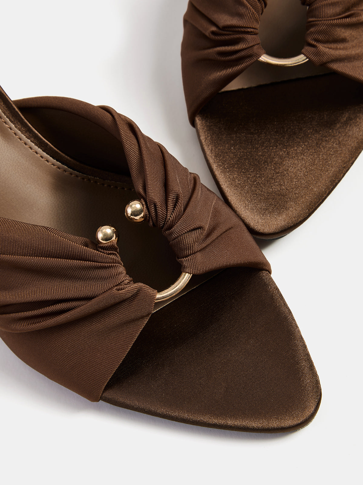 Metal Decor Pointed Toe Heeled Mules Elegant Stiletto Slip-On Footwear