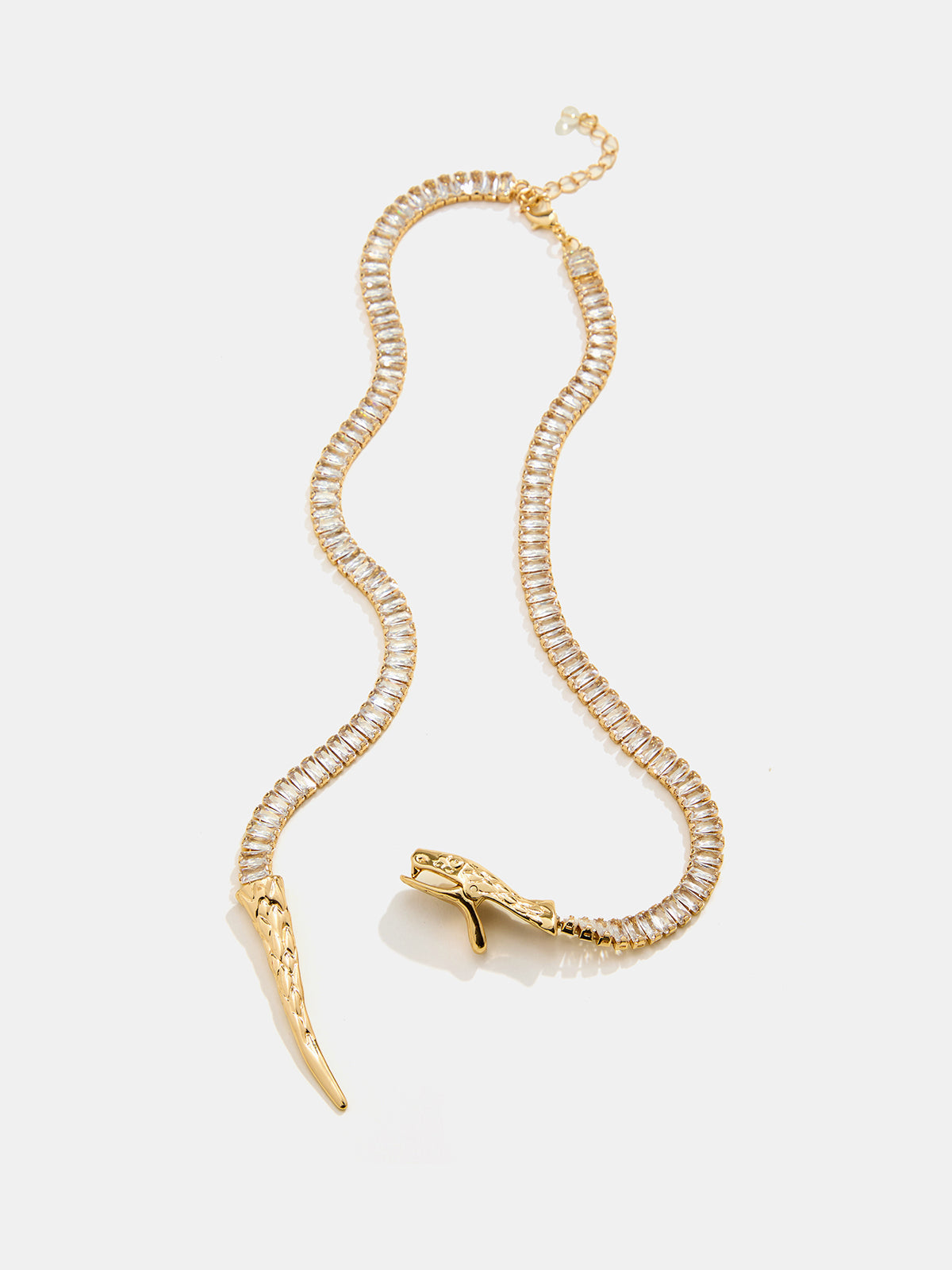 Snake Shaped Cubic Zirconia Lariat Necklace Elegant Adjustable Chain Jewelry