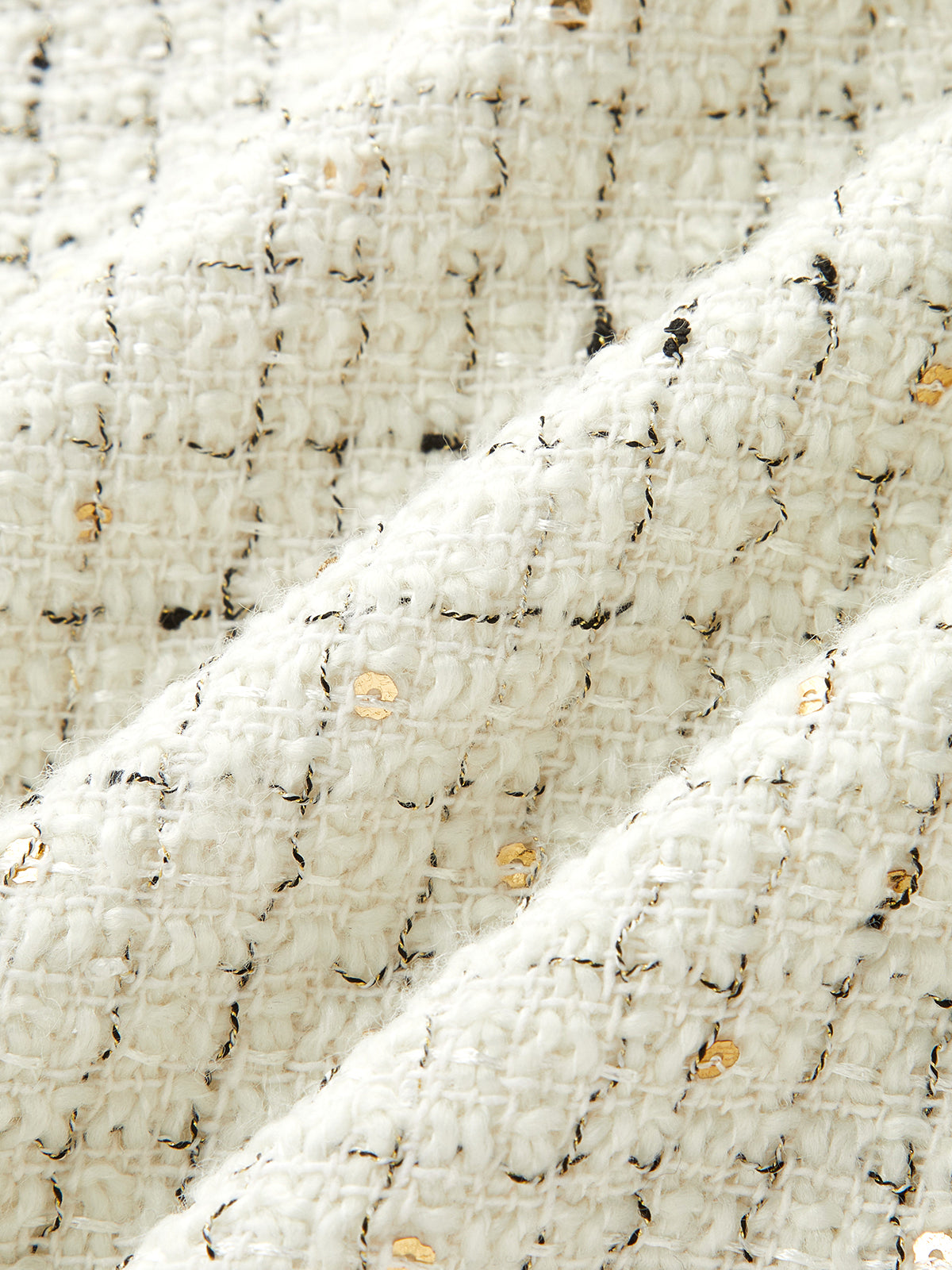 Sequin Thread Tweed A-Line Skort with Elastic Waistband