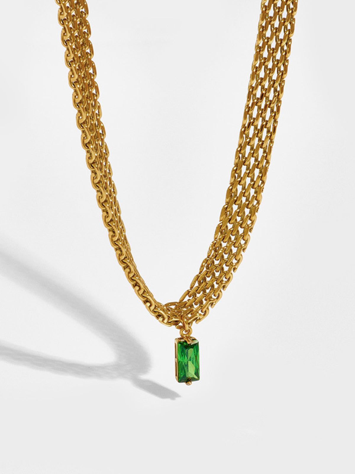 Woven Chain Gem Pendant Necklace Handcrafted Elegant Jewelry