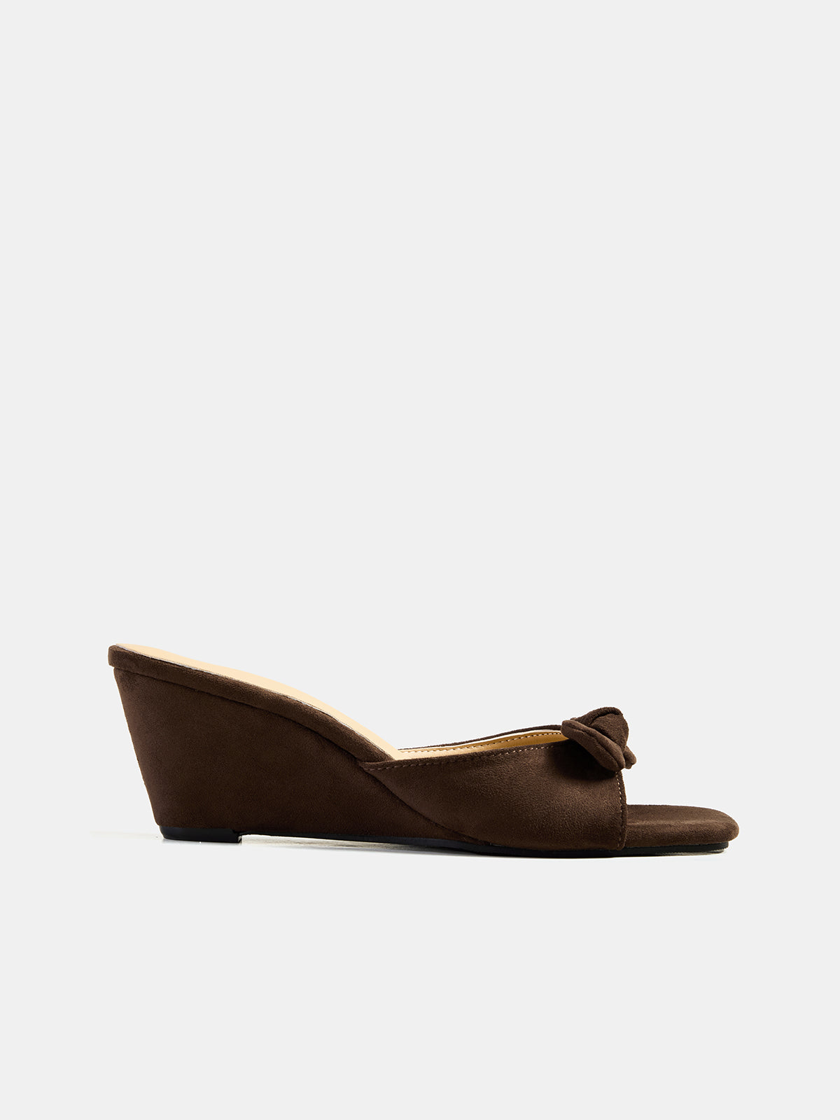 Bow Knot Suede Effect Wedge Slide Sandals for Women Comfort Fit
