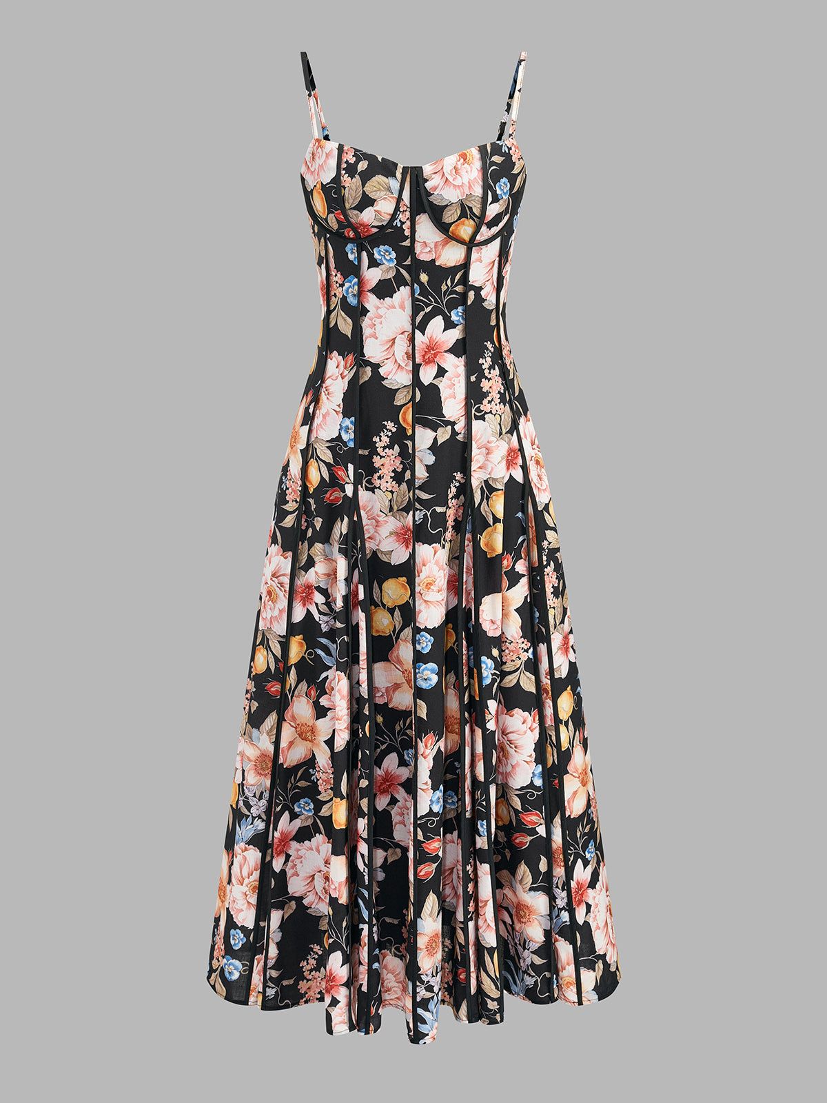 Corset Seam Tropical Print Swing Dress for Women Summer Vacation