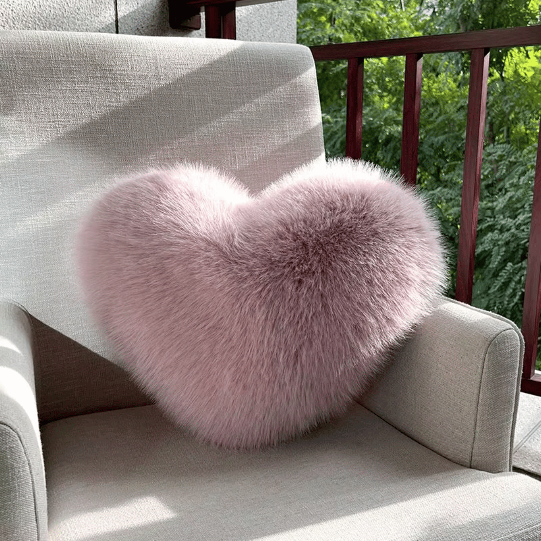Koadclo | Heart-Shaped Faux Fur Pillow for Warm & Modern Living Spaces