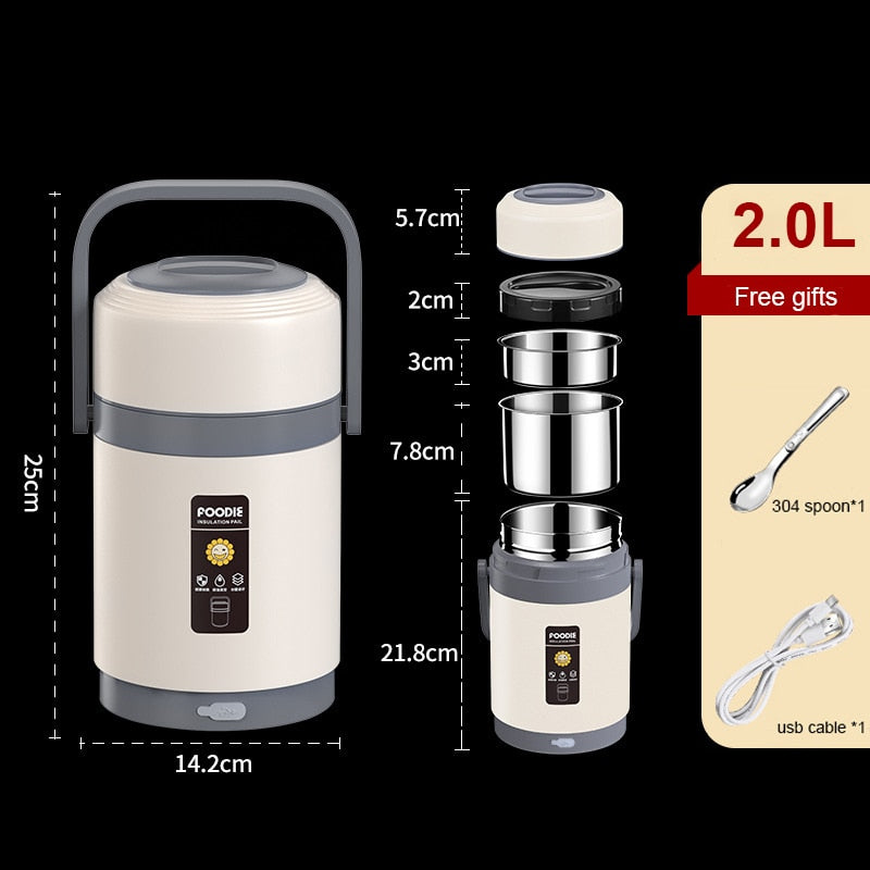 Amtn Club | USB Heated Lunch Box – 304 Stainless Steel Portable Food Warmer for Work & Travel