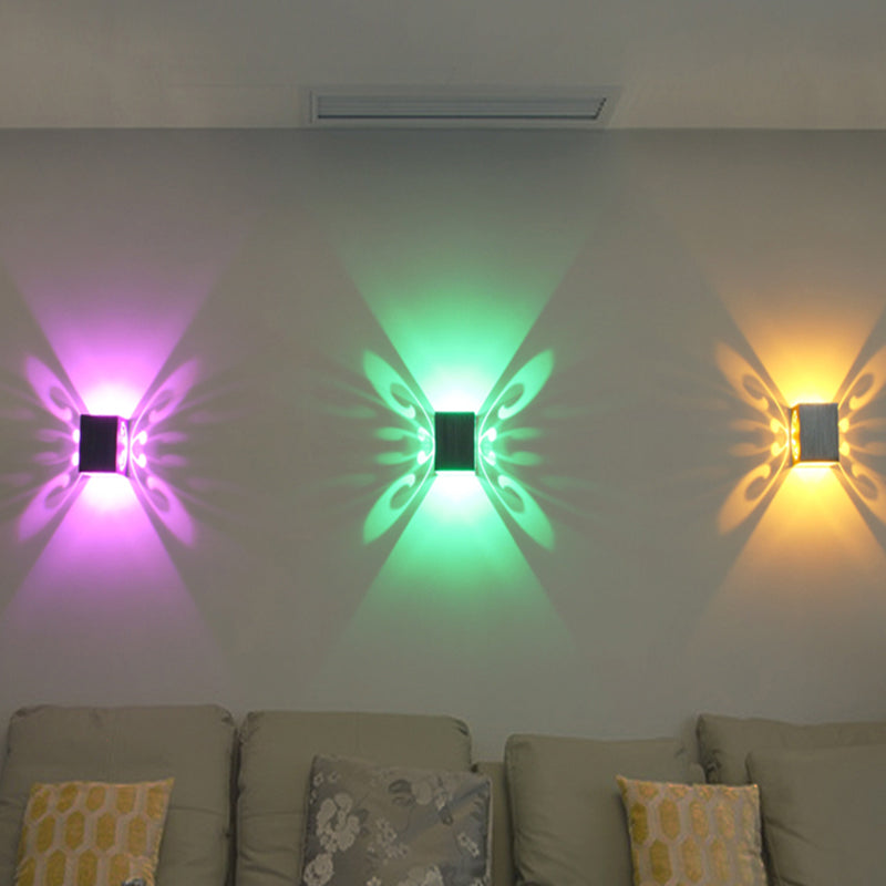 Koadclo | Modernist LED Wall Lamp - Chrome Butterfly with Aluminum Shade, RGB Light